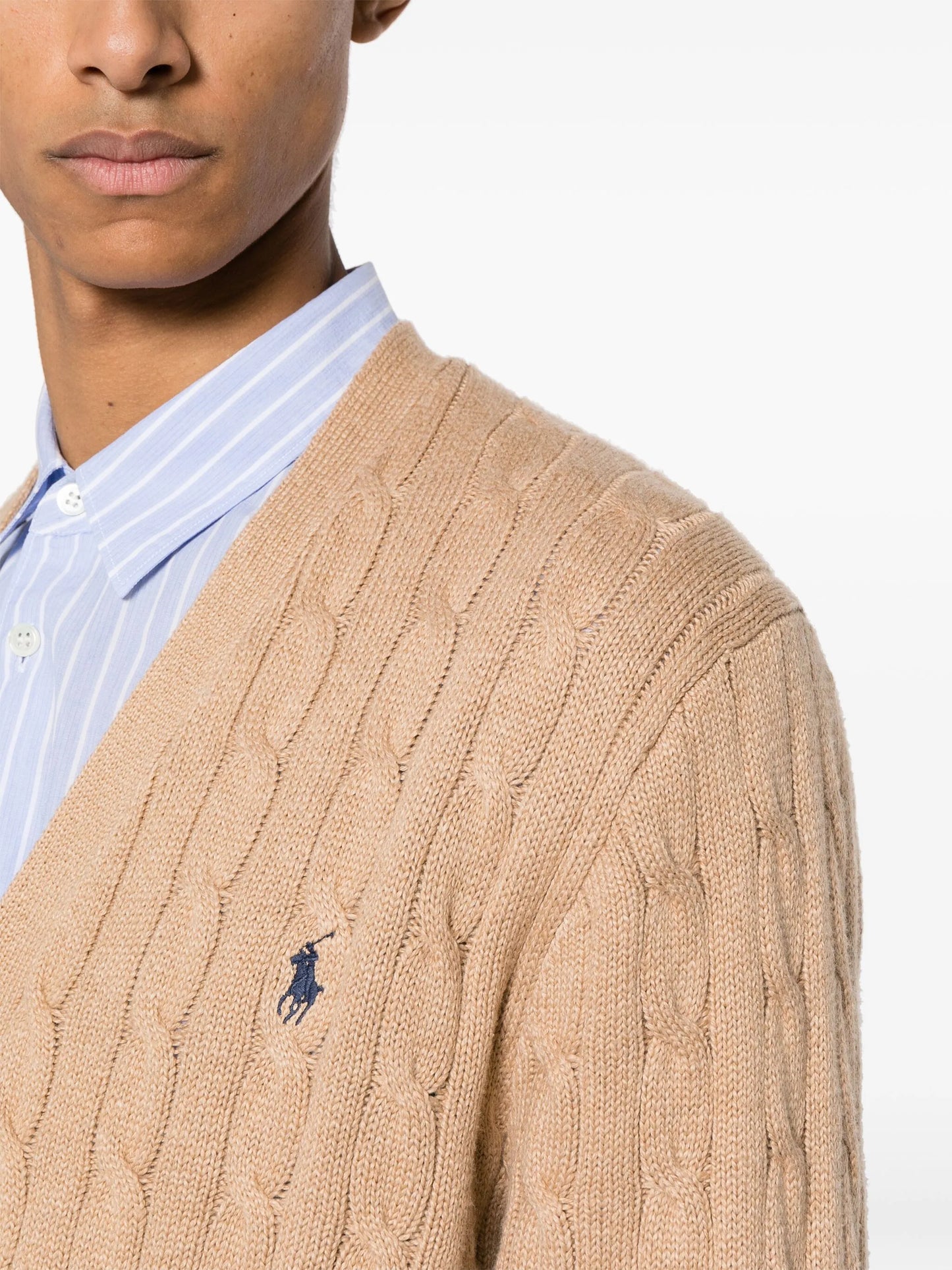 cable-knit cotton cardigan