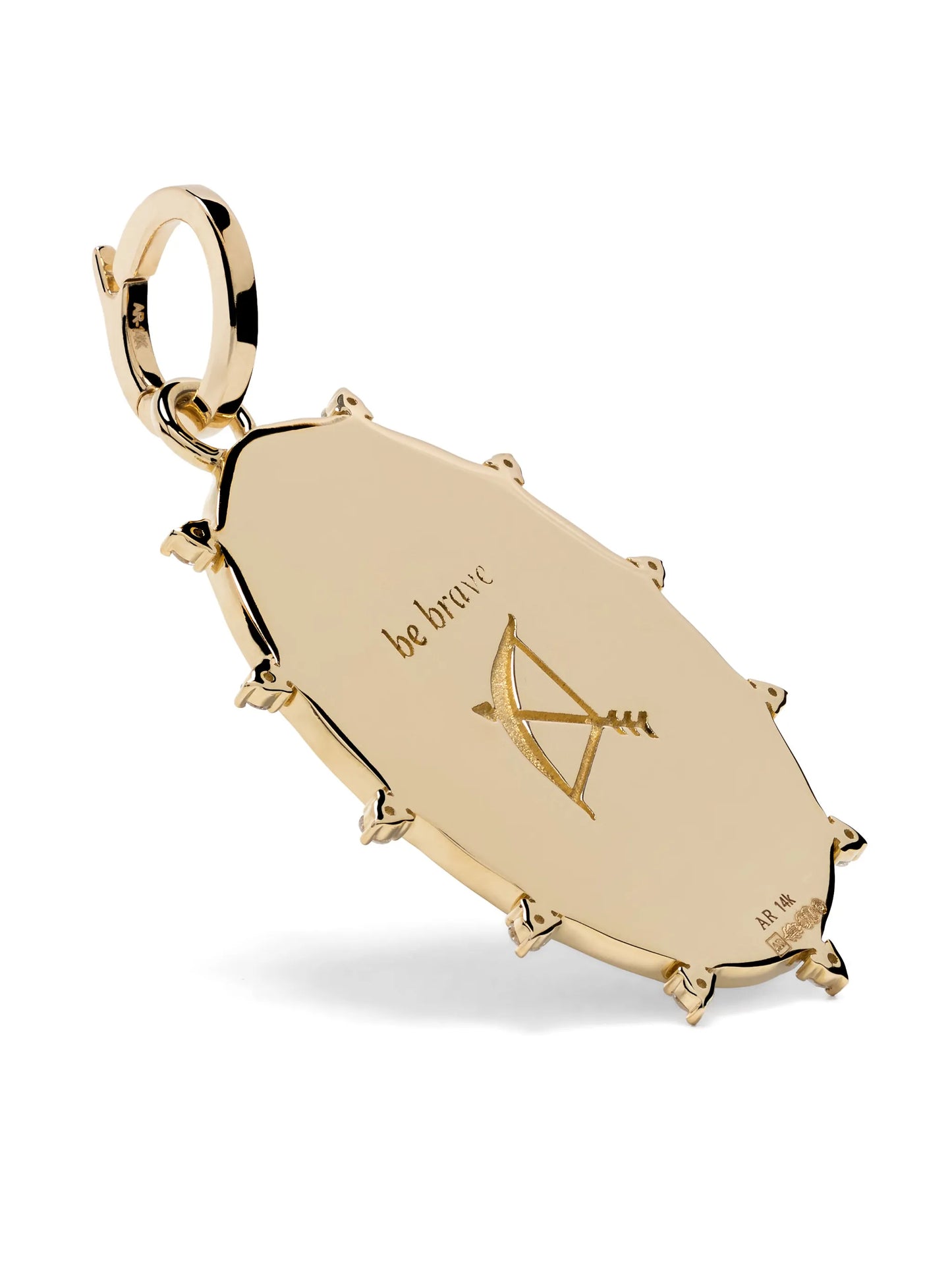 14kt yellow gold Dragon diamond hinged charm
