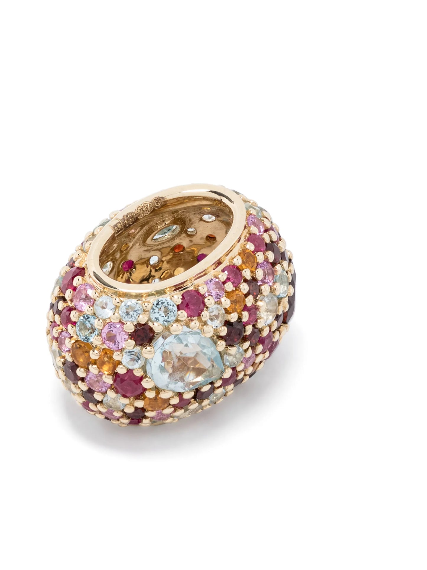 14kt yellow gold Crown multi-stone bead pendant