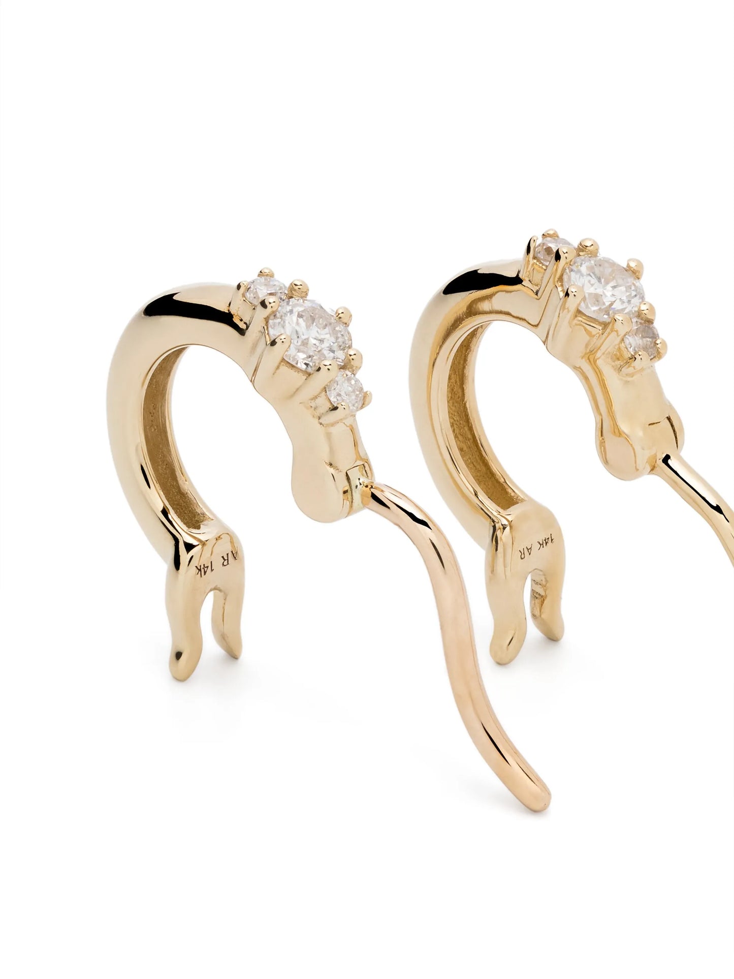 14kt yellow gold Trio diamond huggie hoop earrings