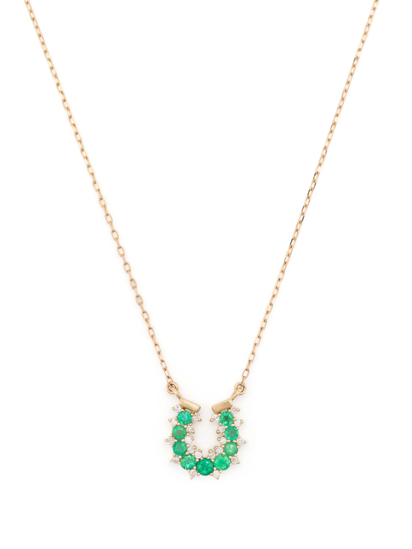 14kt yellow gold Horseshoe diamond pendant necklace