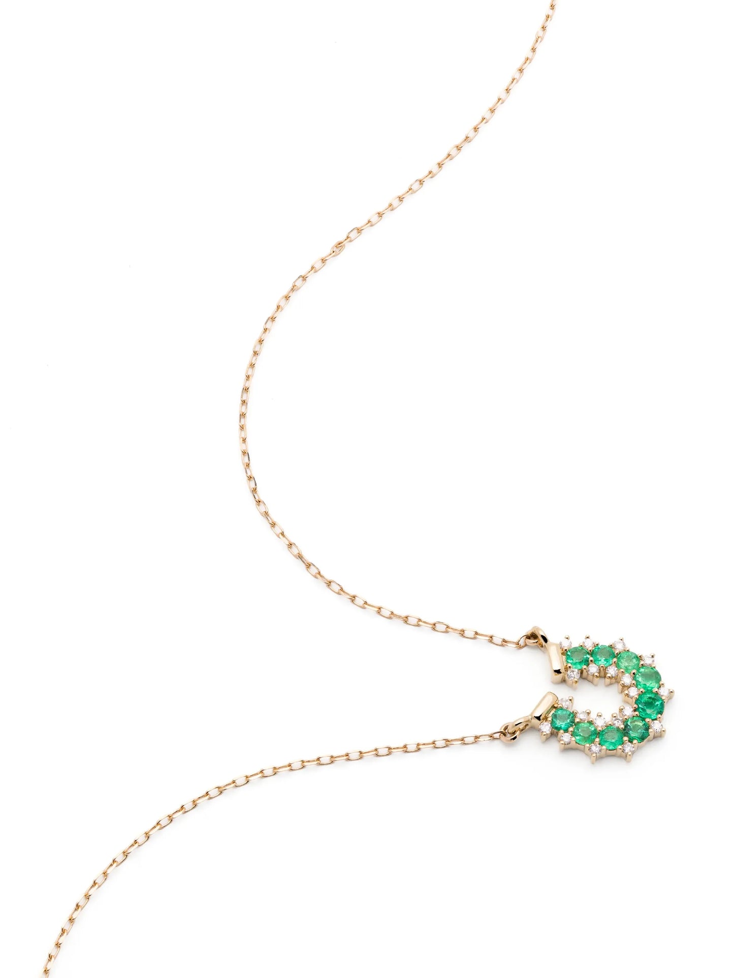 14kt yellow gold Horseshoe diamond pendant necklace