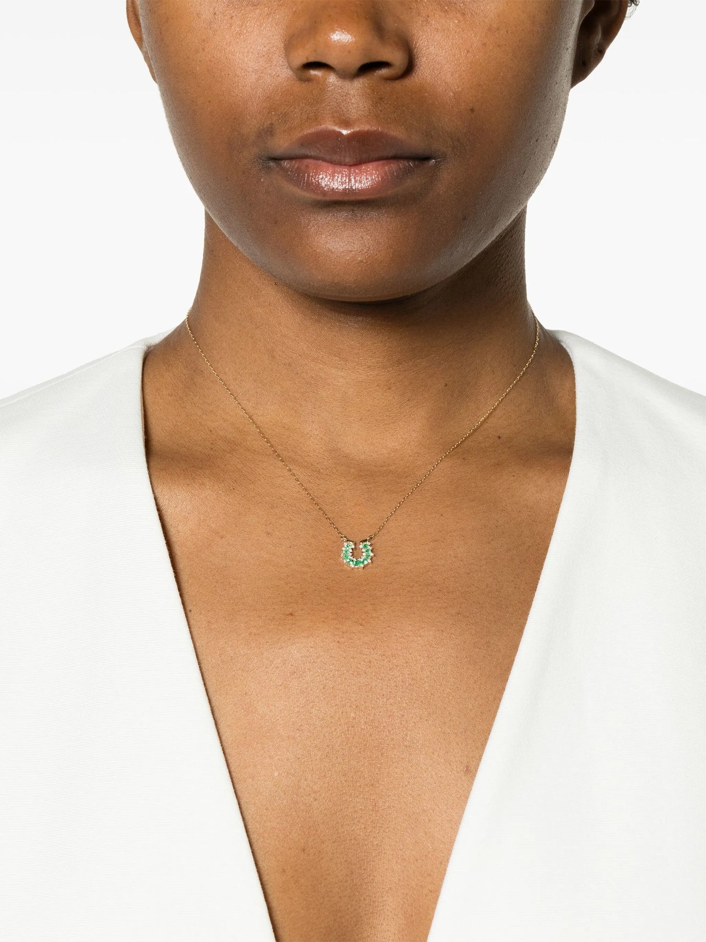 14kt yellow gold Horseshoe diamond pendant necklace