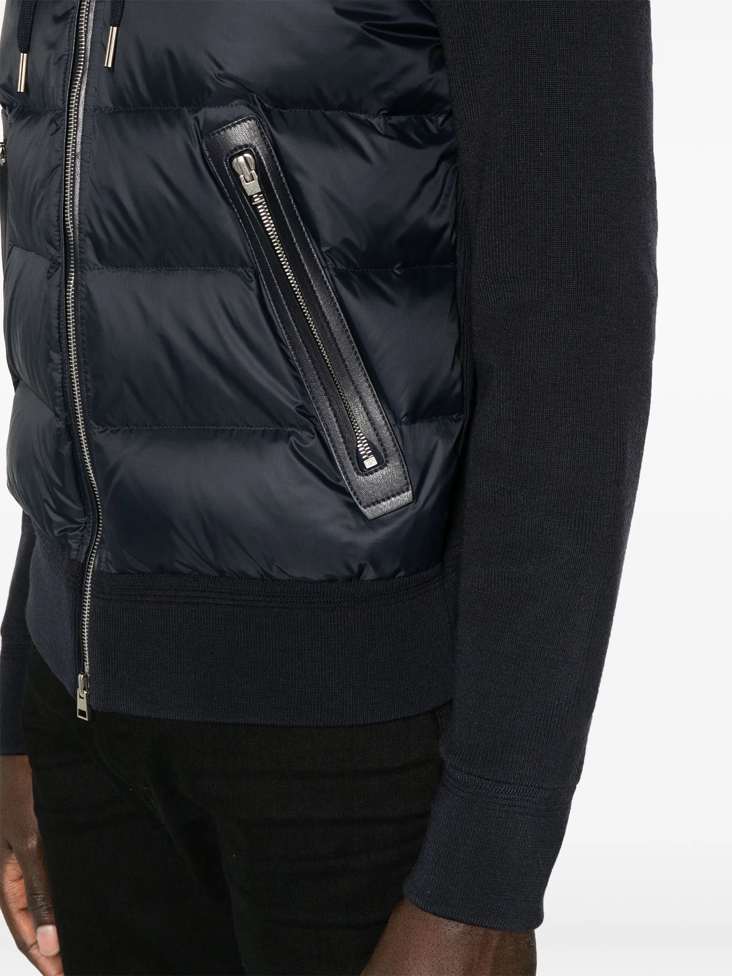 hooded knit-panelled puff jacket