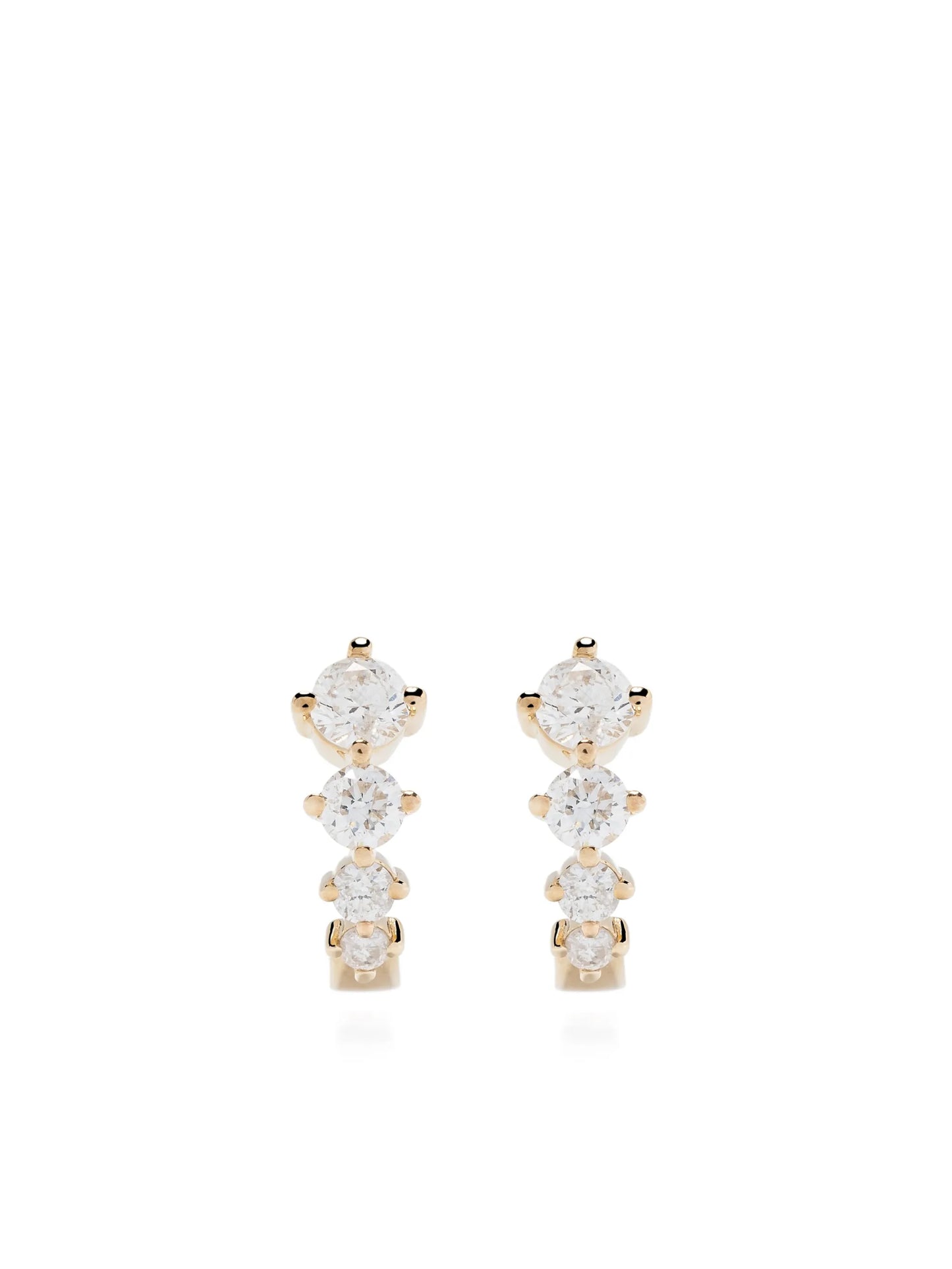 14kt yellow gold J-shaped diamond hoop earrings