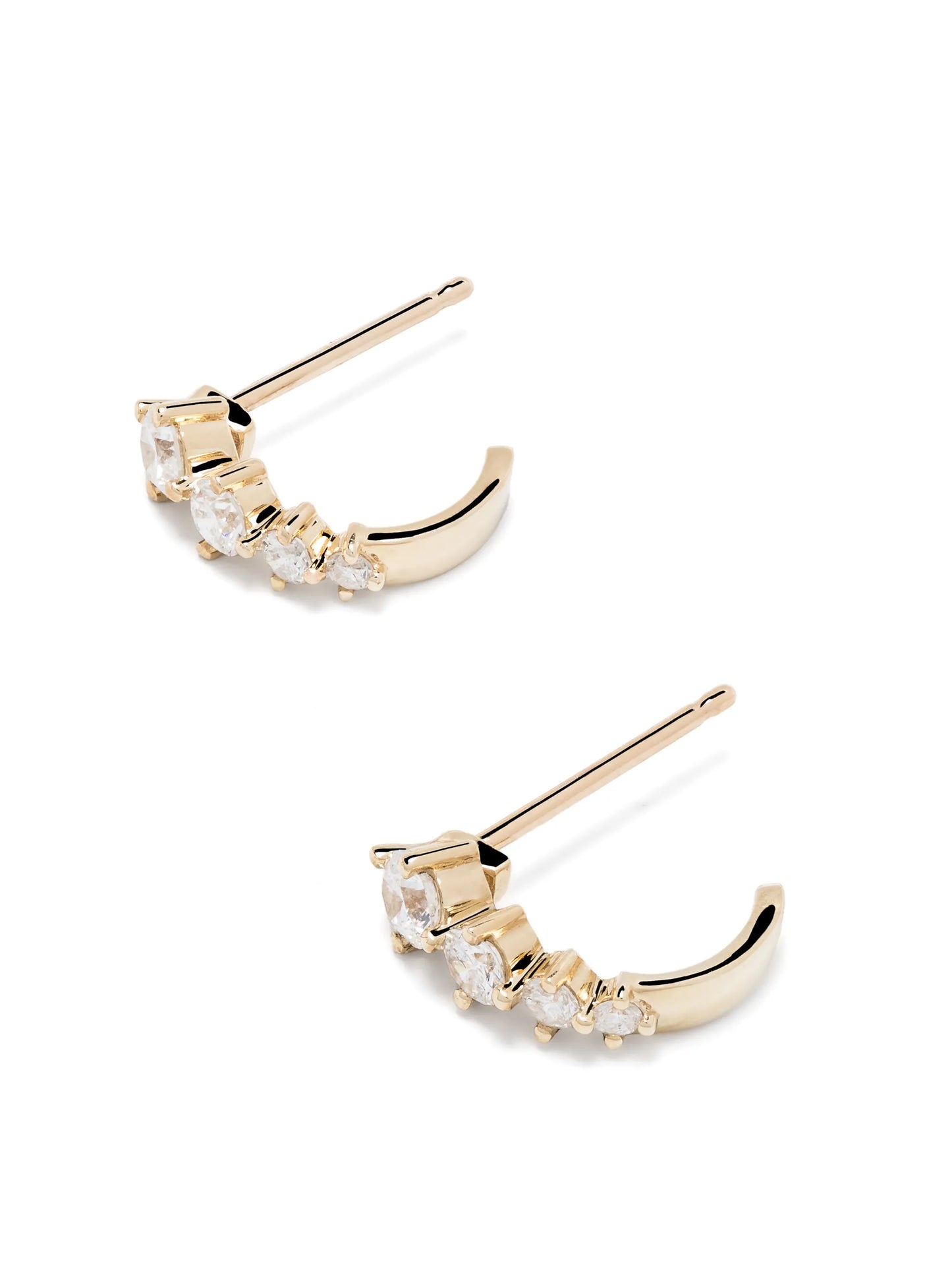 14kt yellow gold J-shaped diamond hoop earrings