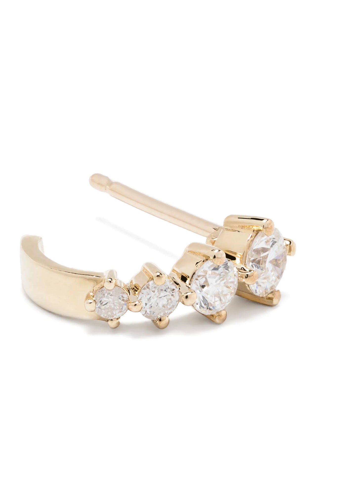 14kt yellow gold J-shaped diamond hoop earrings