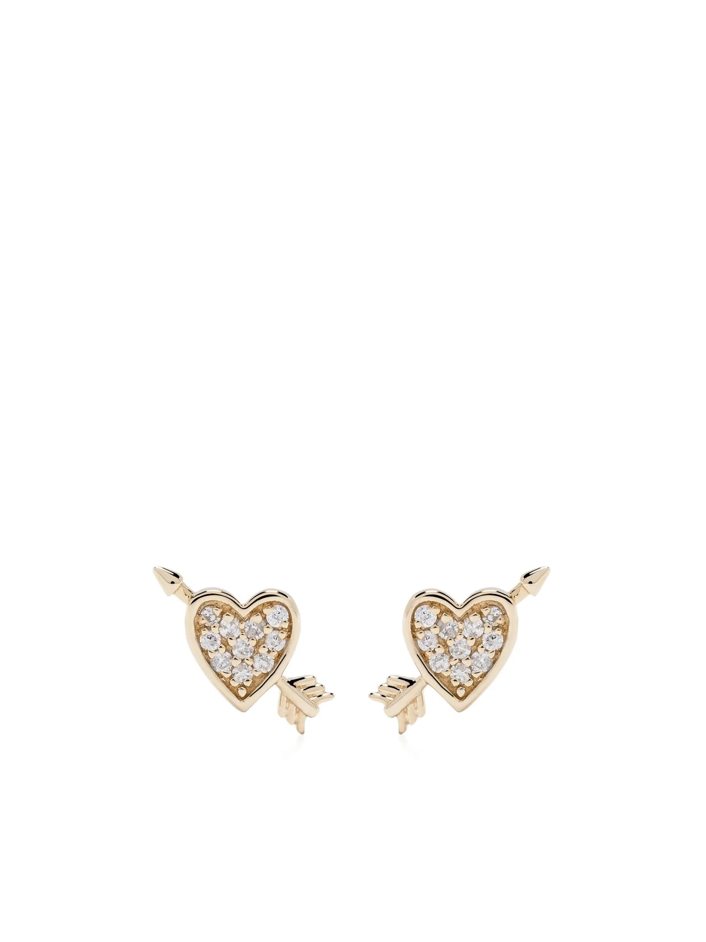 14kt yellow gold Heart and Arrow diamond stud earrings