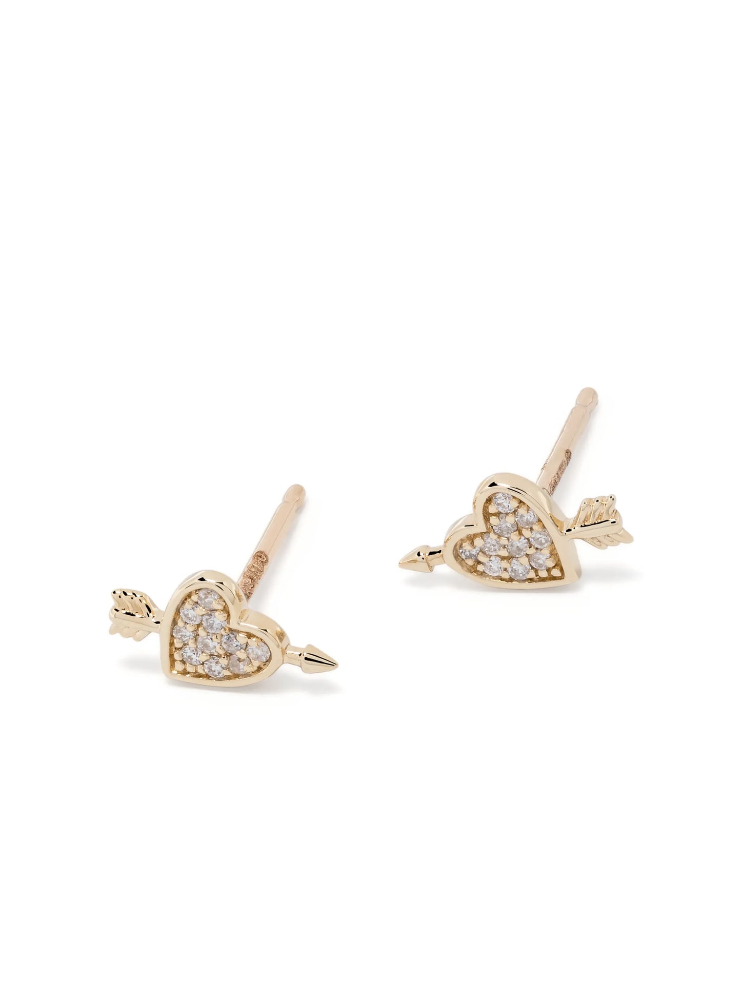 14kt yellow gold Heart and Arrow diamond stud earrings