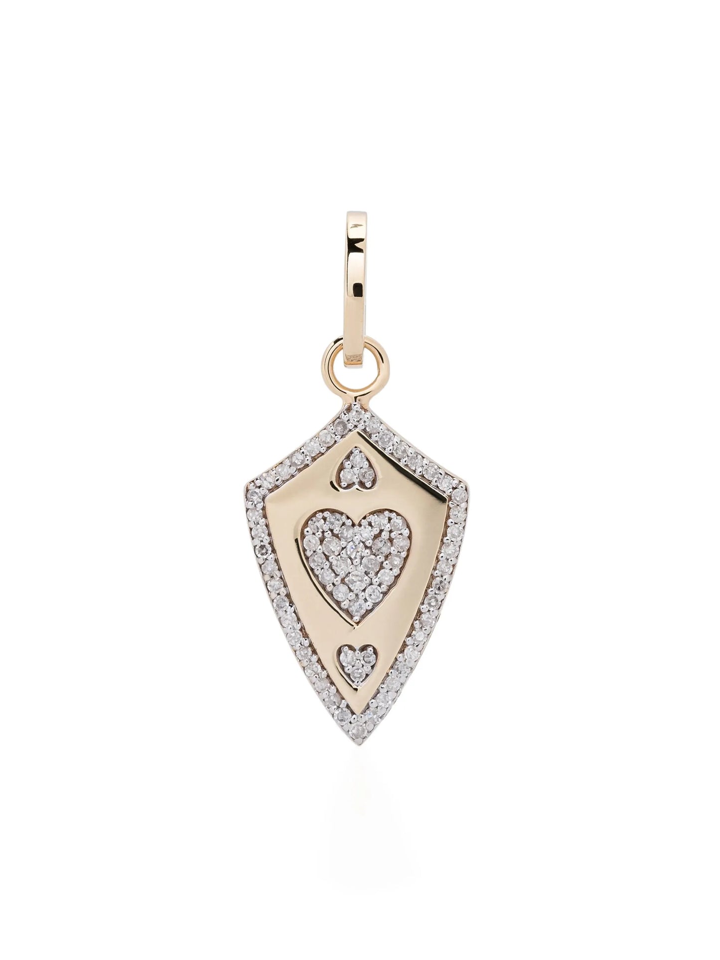 14kt yellow gold Heart Shield diamond charm pendant