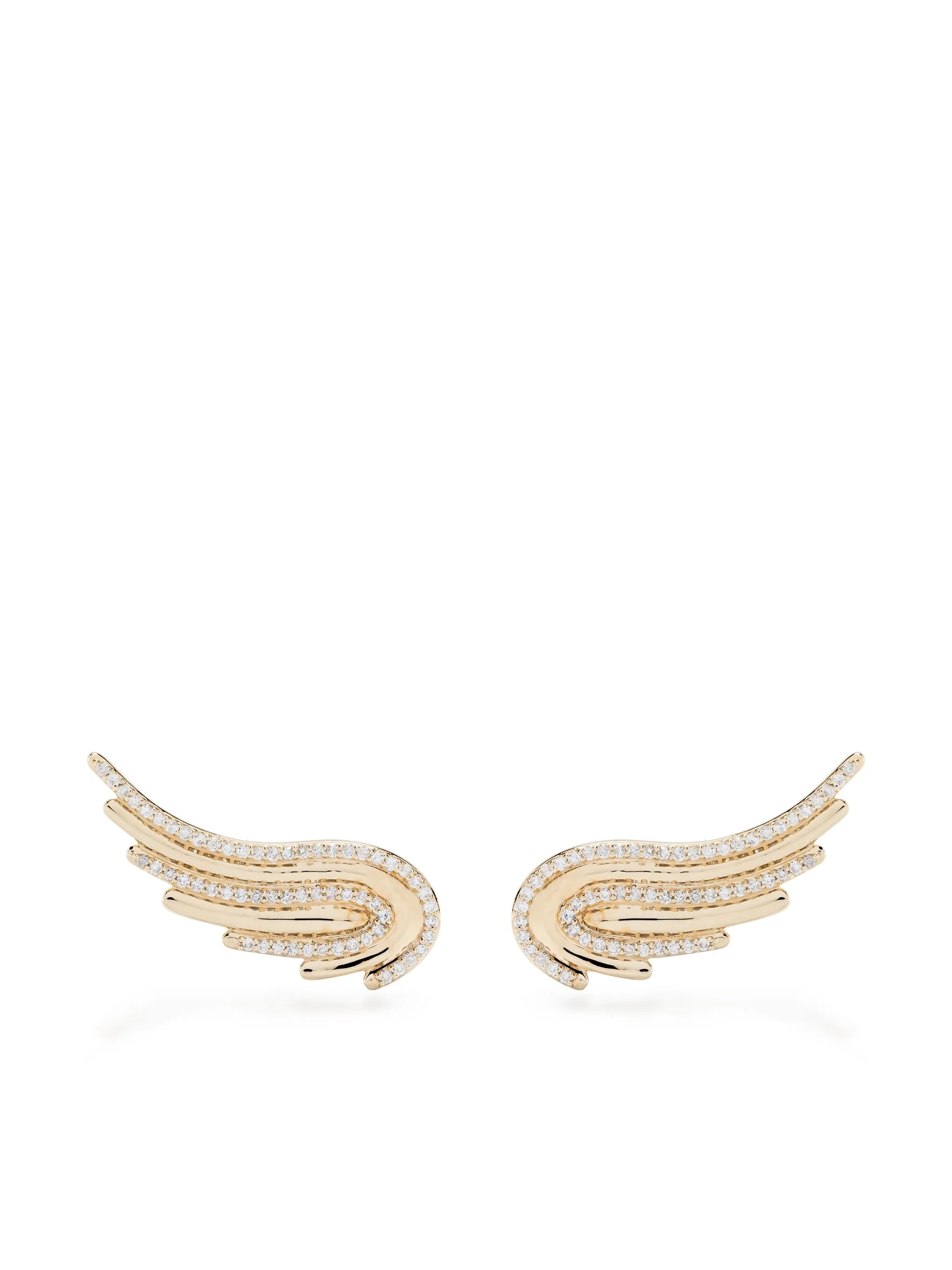 14kt yellow gold Large Flight Wings diamond earrings