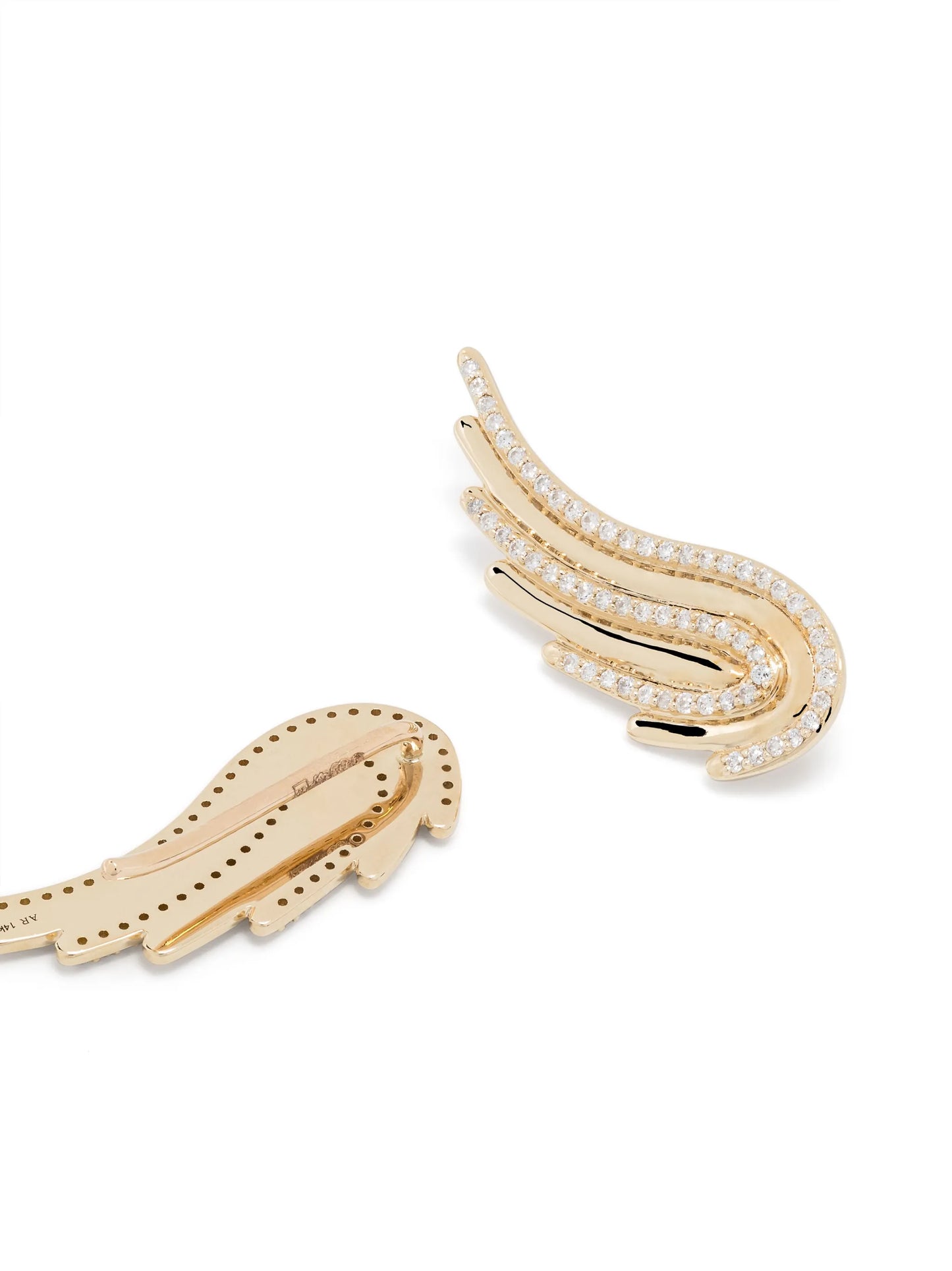 14kt yellow gold Large Flight Wings diamond earrings