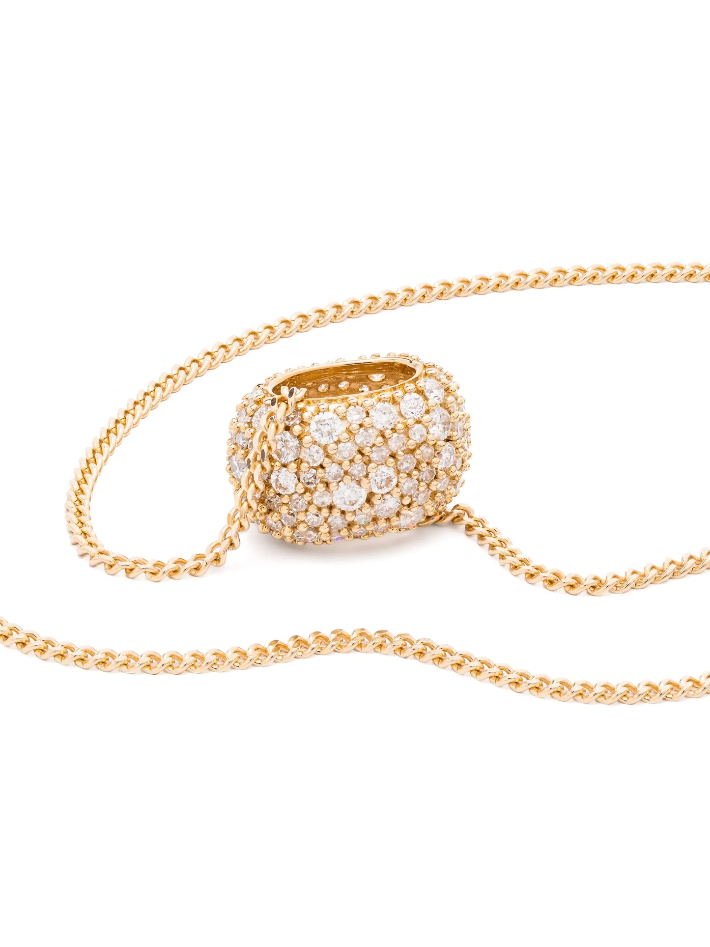 14kt yellow gold Big Bead diamond pendant necklace