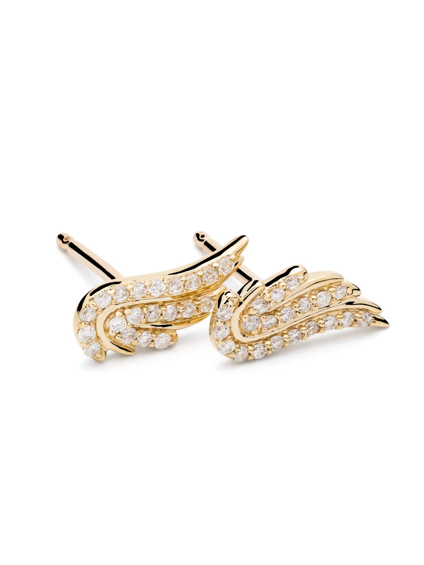 14kt yellow gold Wing diamond stud earrings