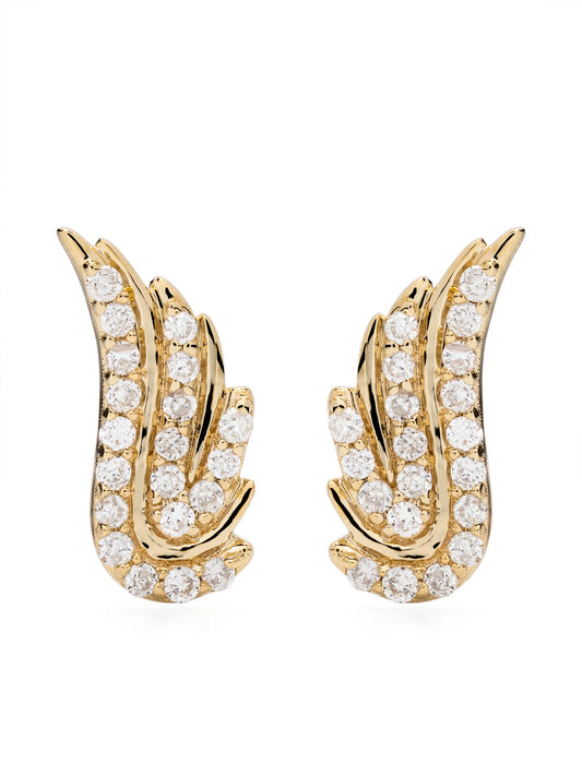 14kt yellow gold Wing diamond stud earrings