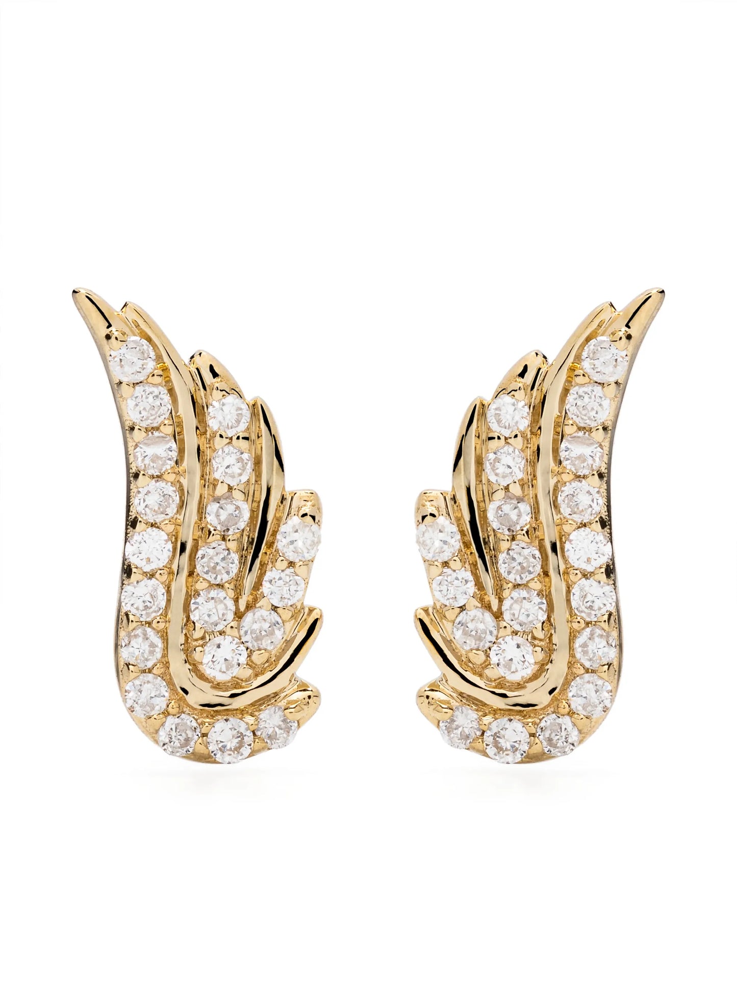 14kt yellow gold Wing diamond stud earrings