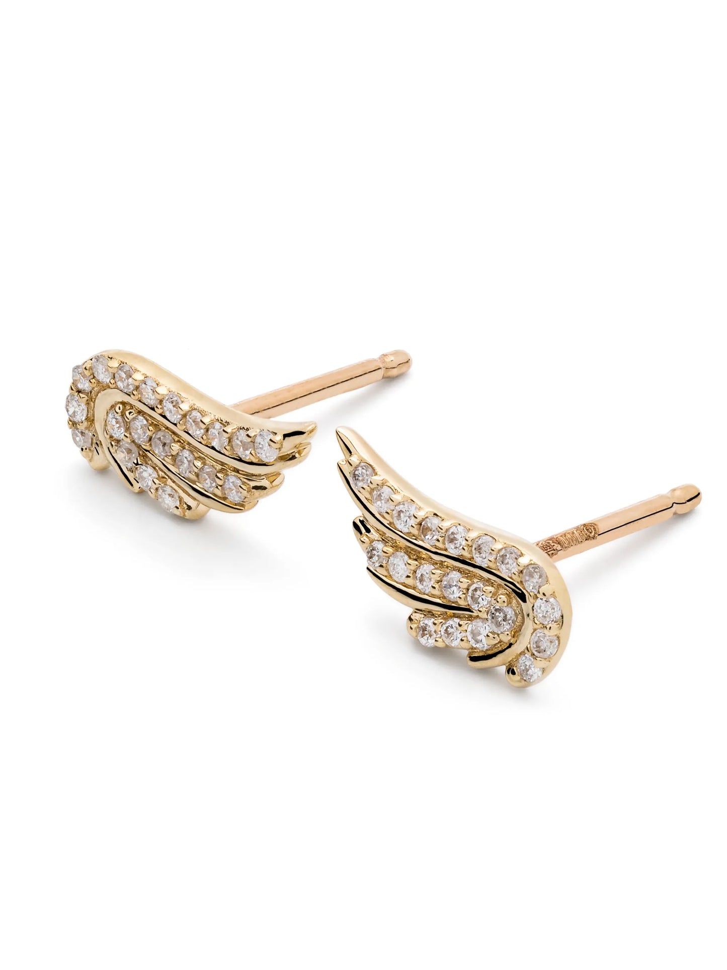 14kt yellow gold Wing diamond stud earrings