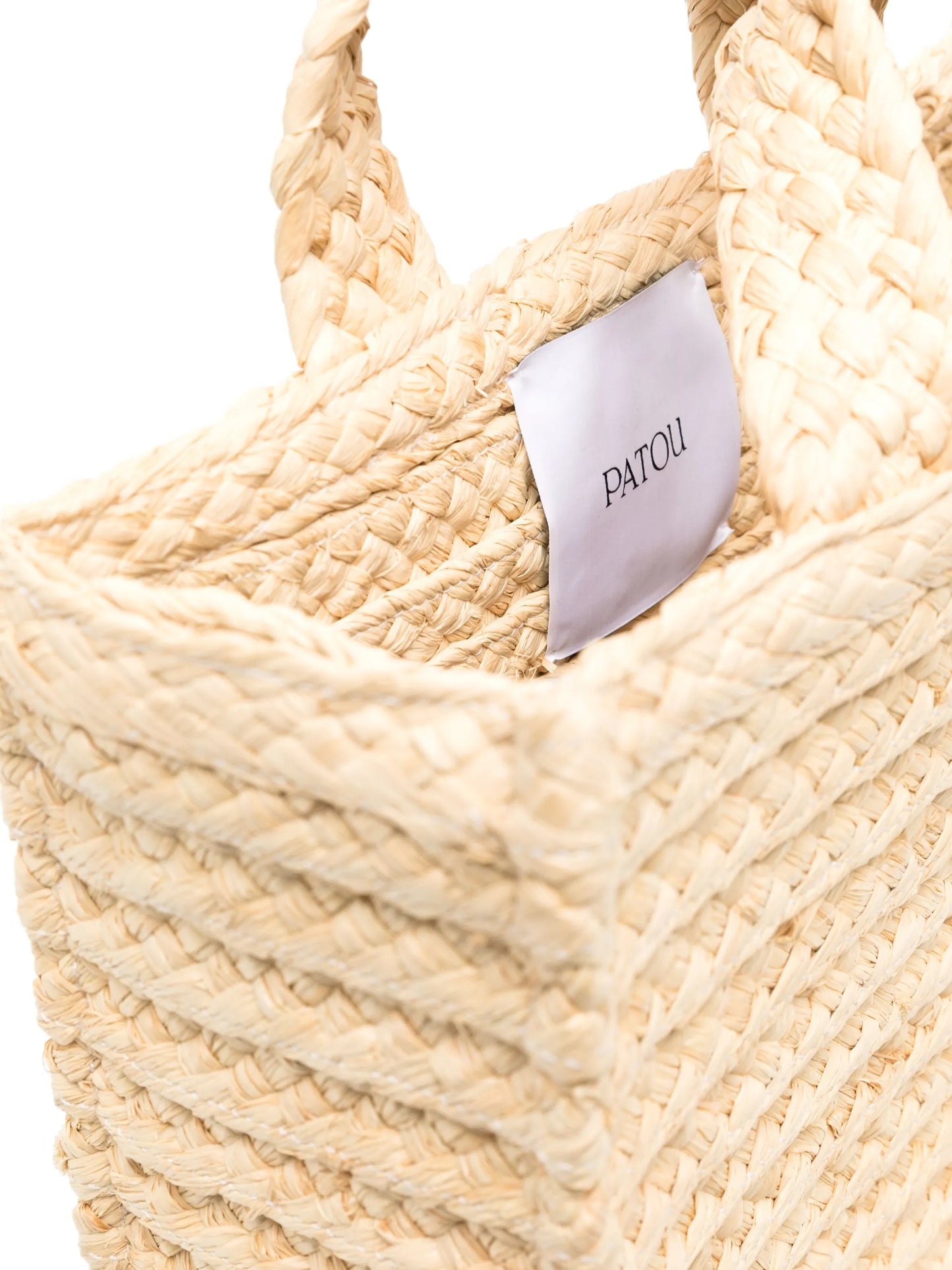 Vertical JP raffia tote bag