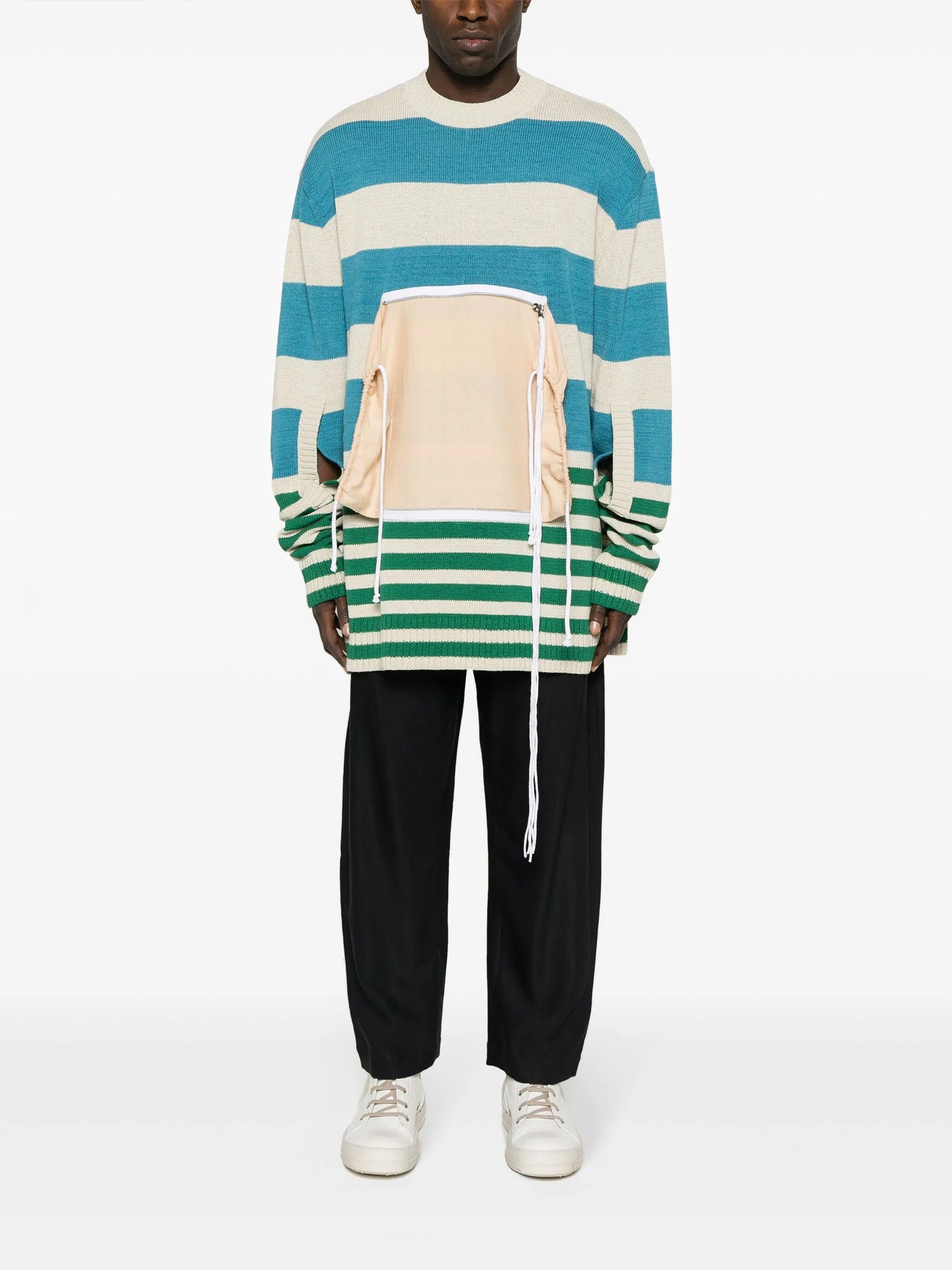 zip-up striped jumper