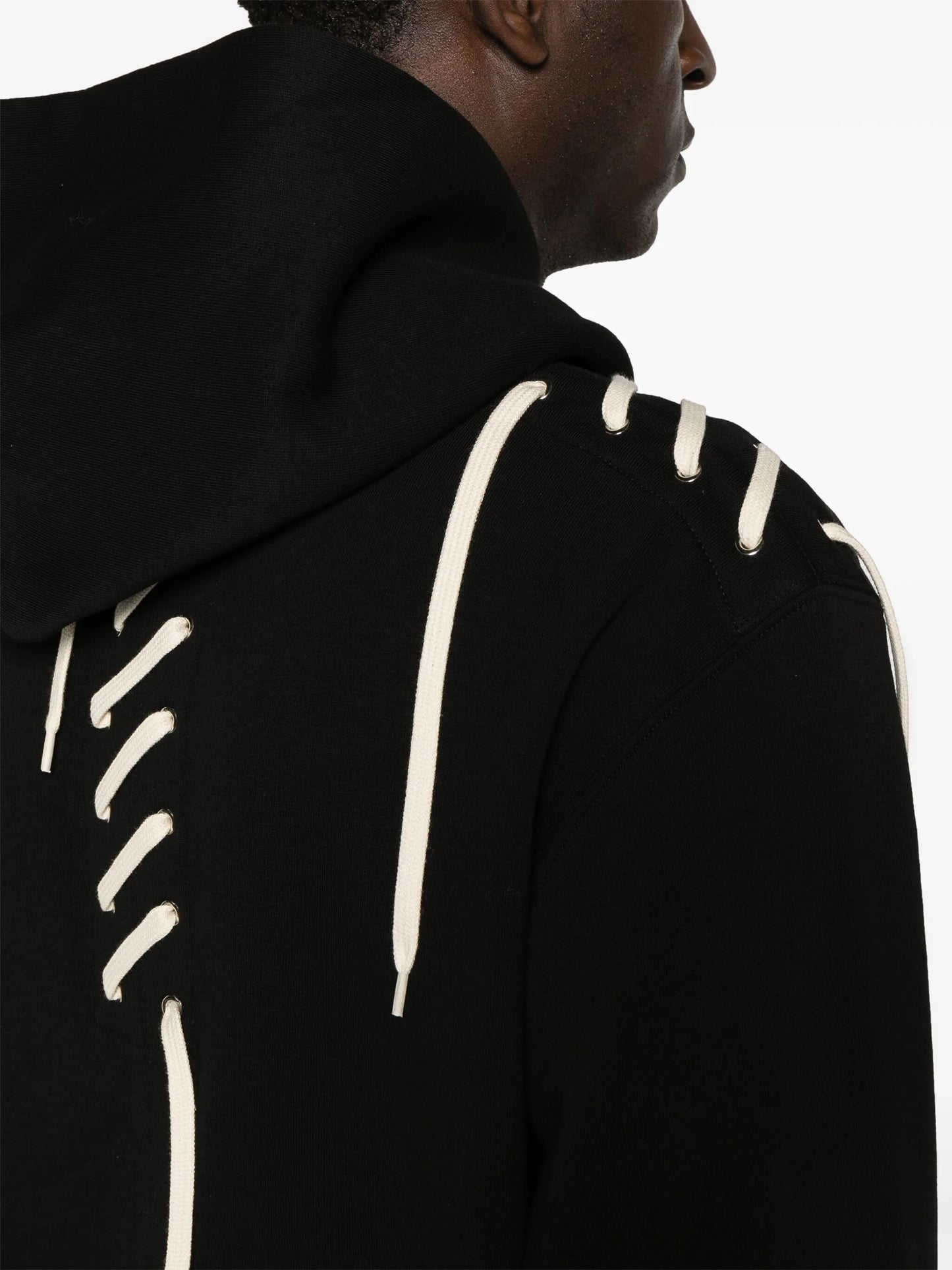 laced-up cotton hoodie