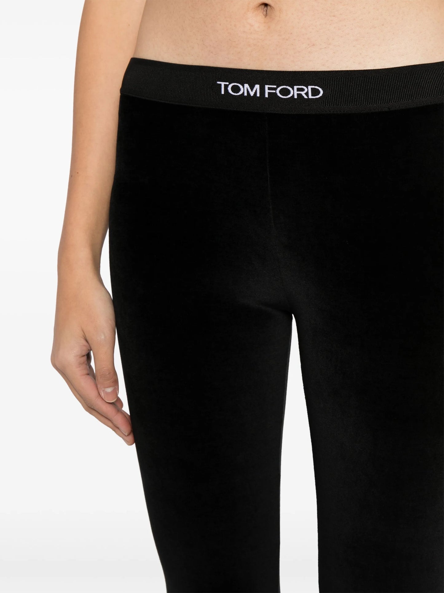 velvet logo-waistband leggings