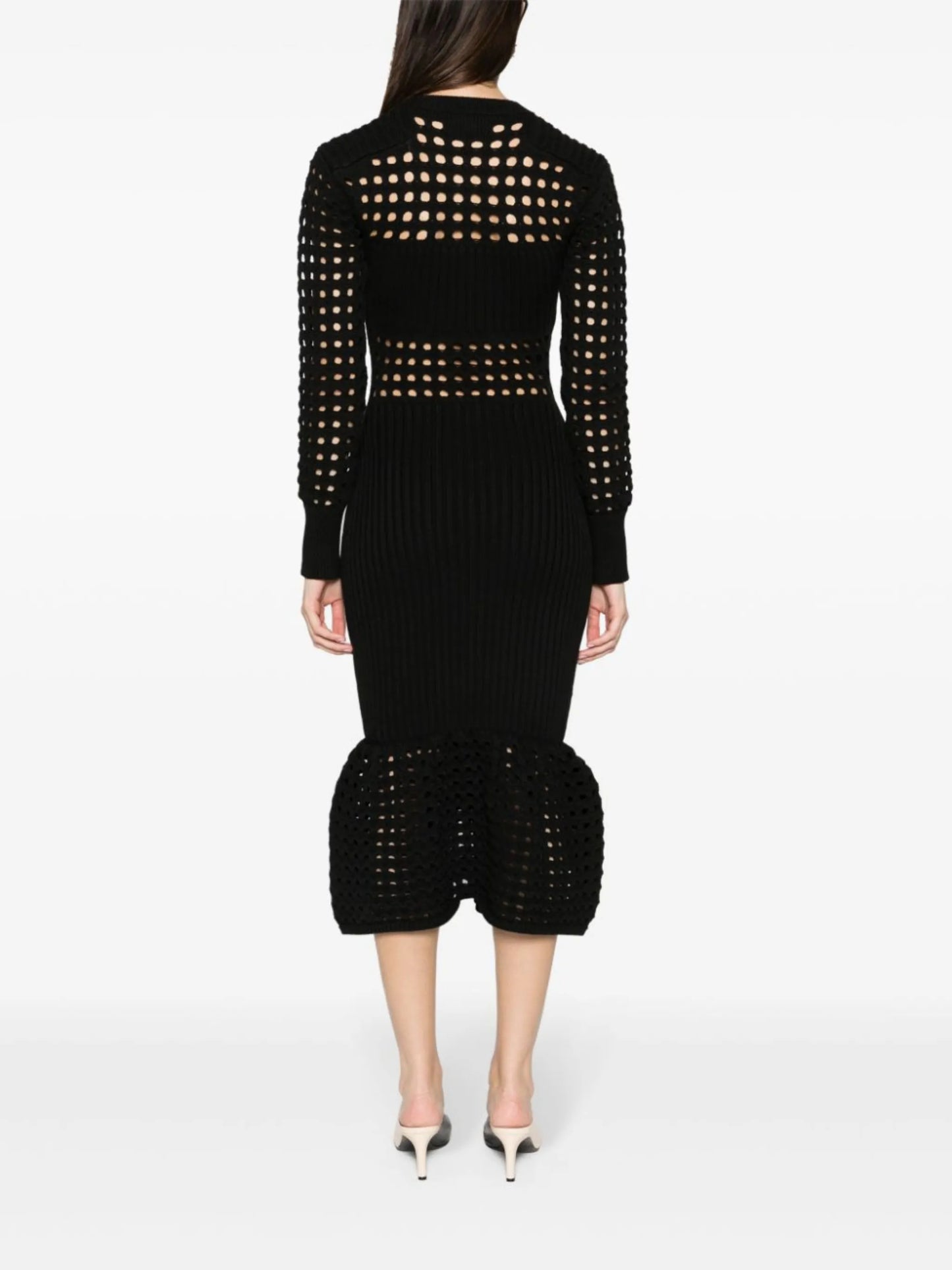 knitted mesh midi dress
