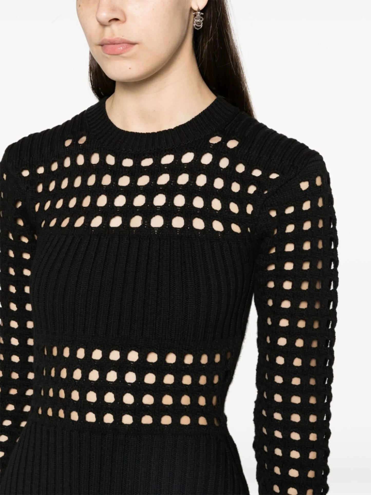 knitted mesh midi dress
