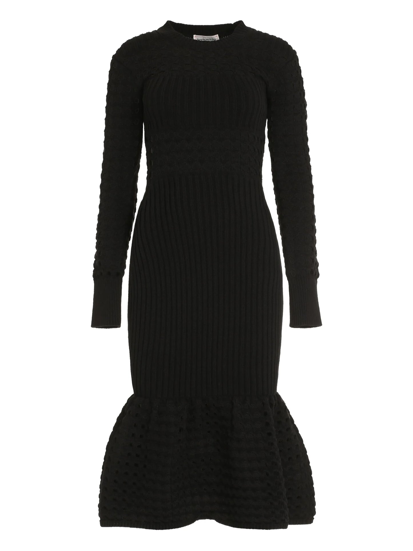 knitted mesh midi dress