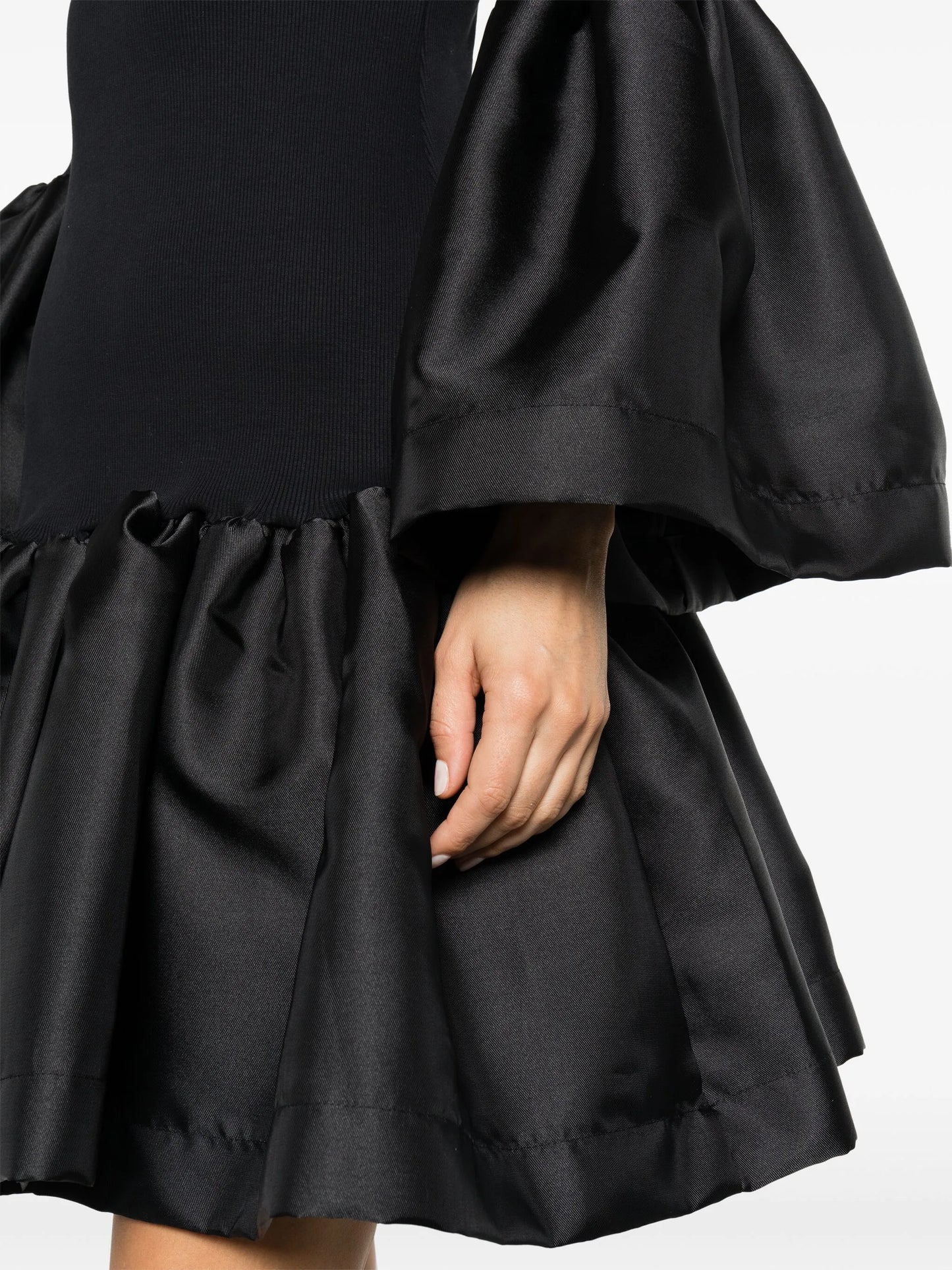 peplum-hem ribbed-knit midi dress