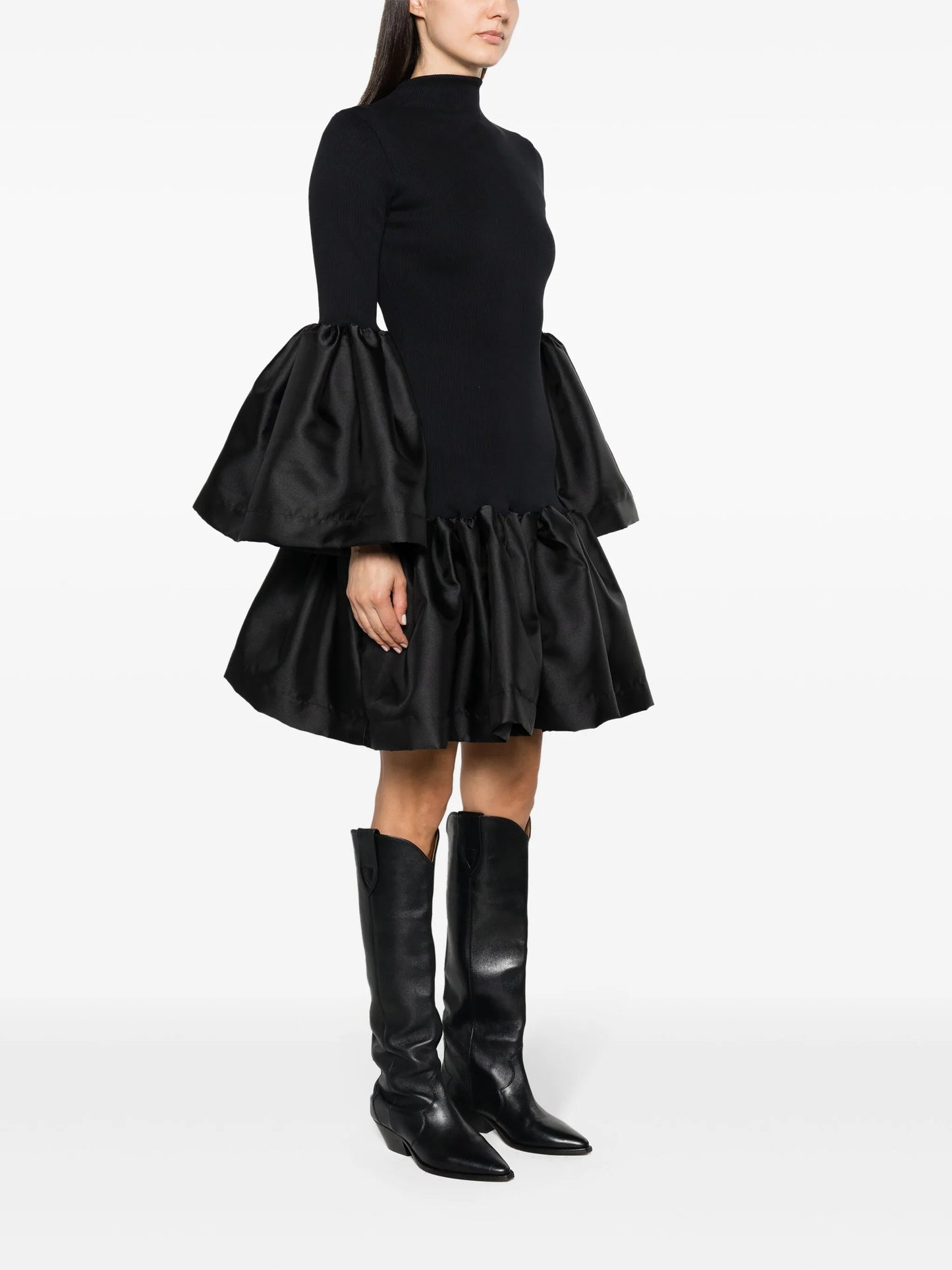 peplum-hem ribbed-knit midi dress