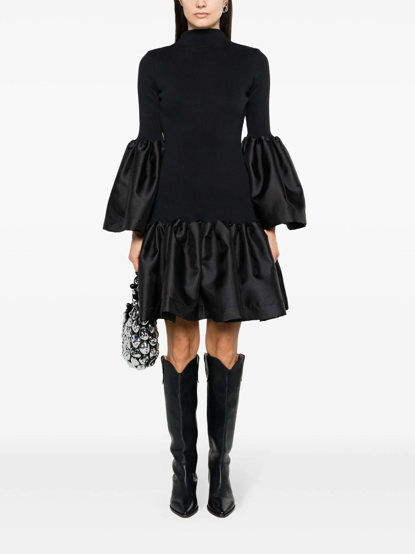 peplum-hem ribbed-knit midi dress