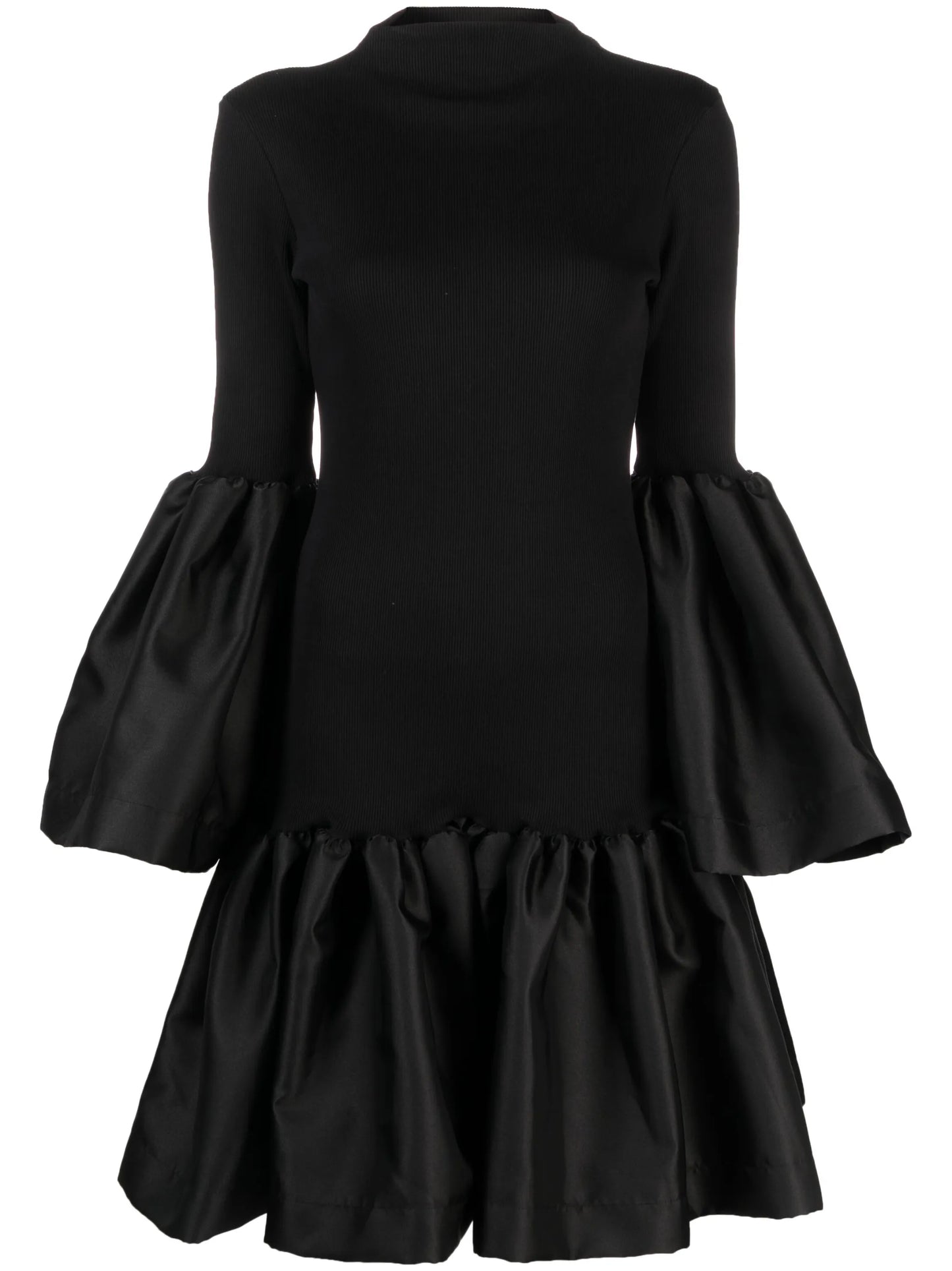 peplum-hem ribbed-knit midi dress