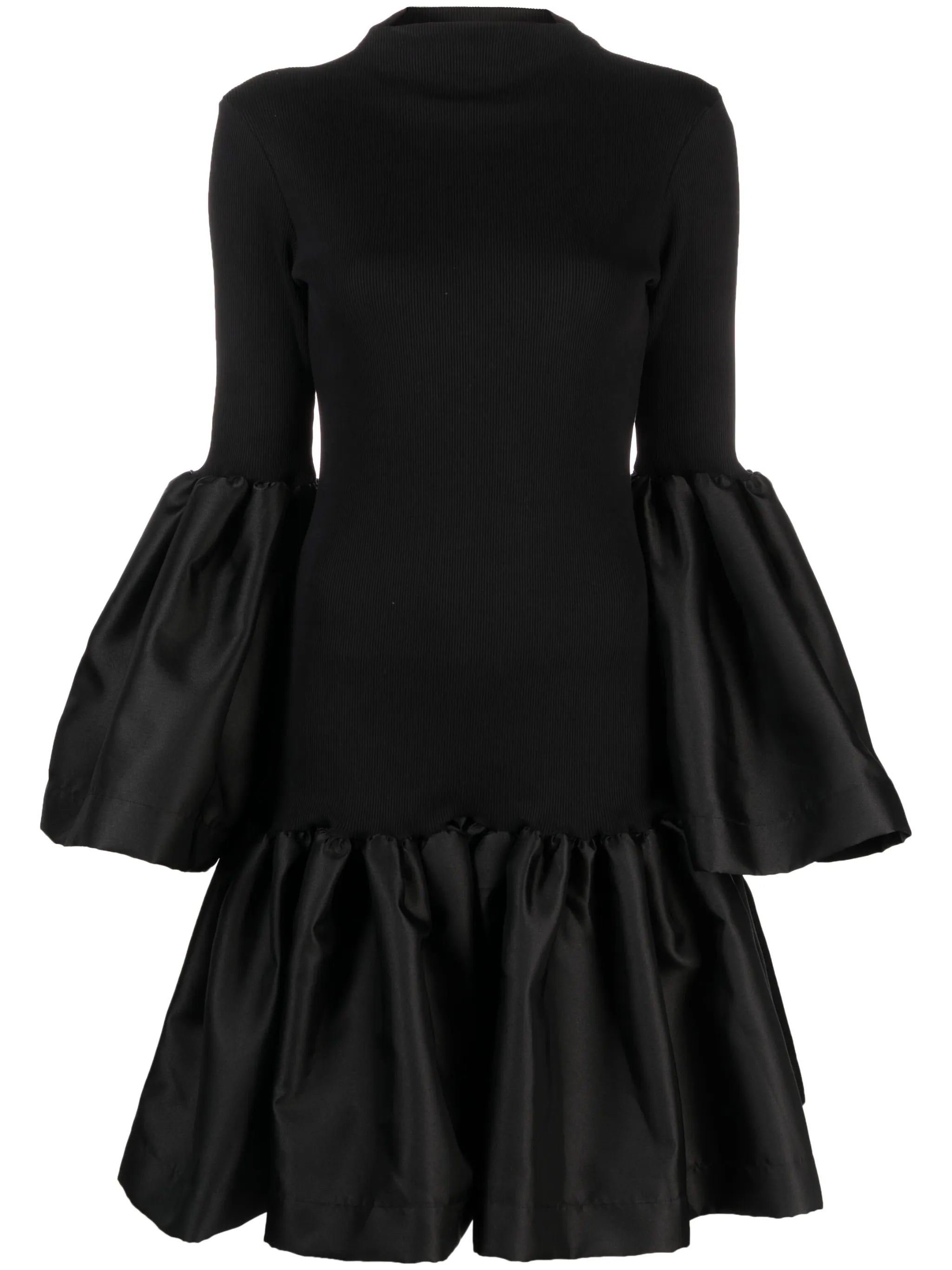 peplum-hem ribbed-knit midi dress