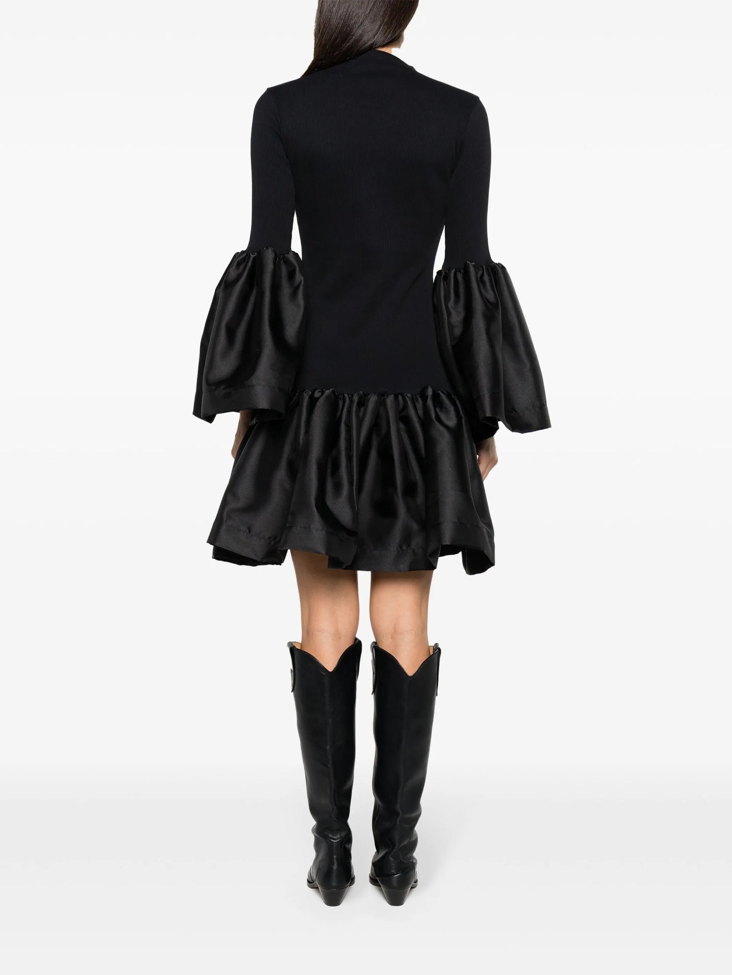 peplum-hem ribbed-knit midi dress