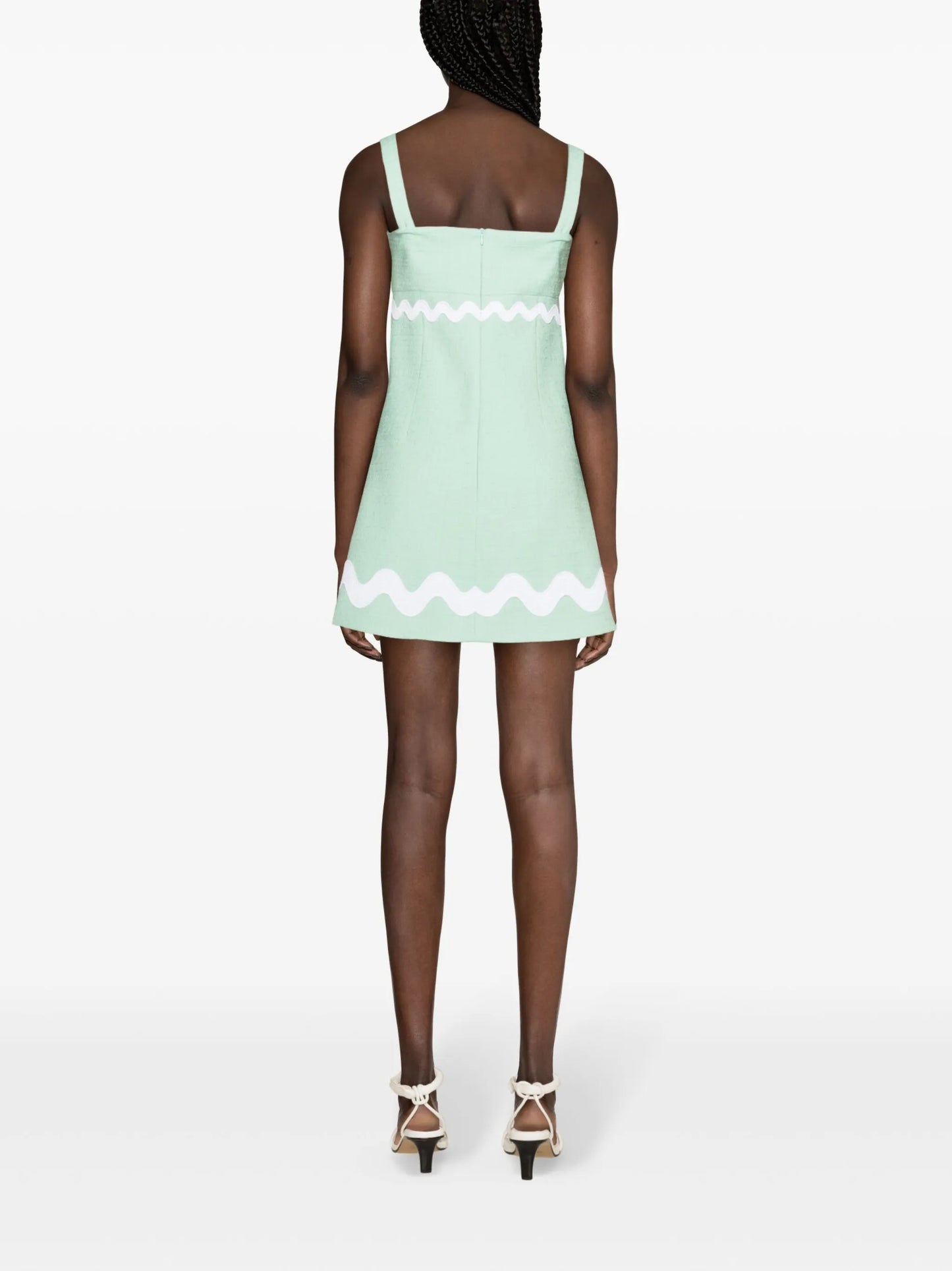 bow-neckline tweed mini dress