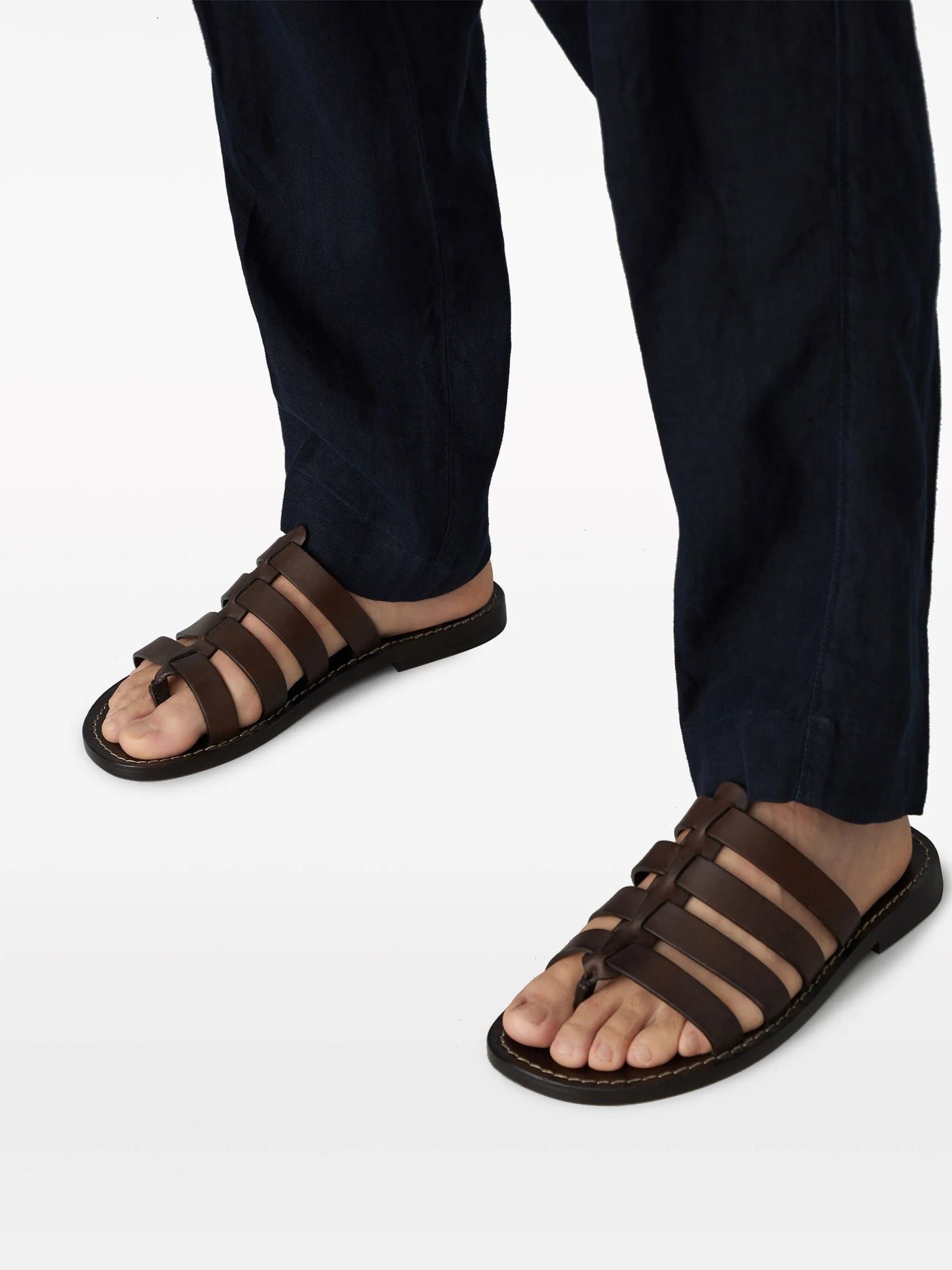 caged leather sandals