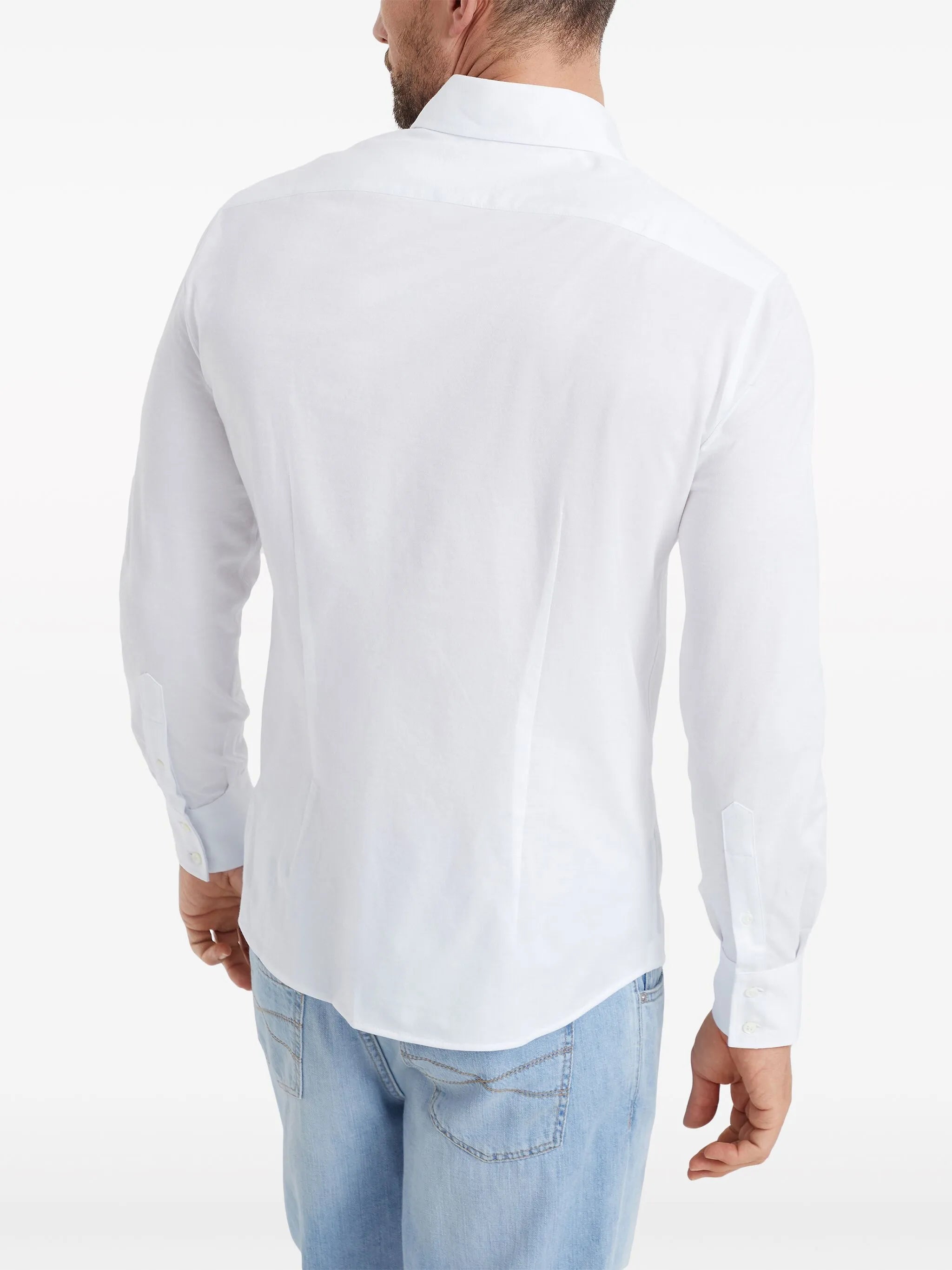 spread-collar cotton shirt