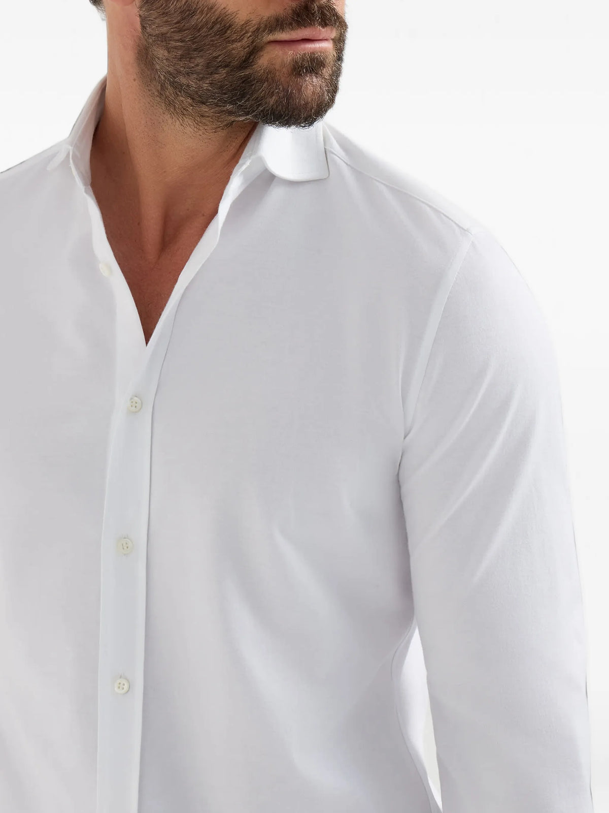 cotton piqué shirt with spread collar