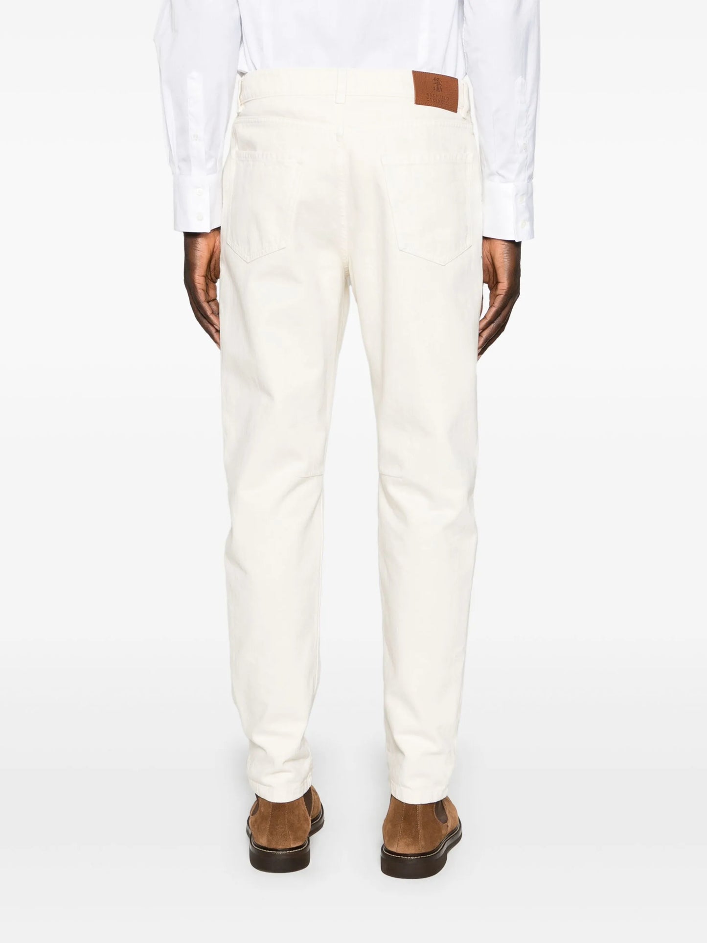 mid-rise straight-leg jeans