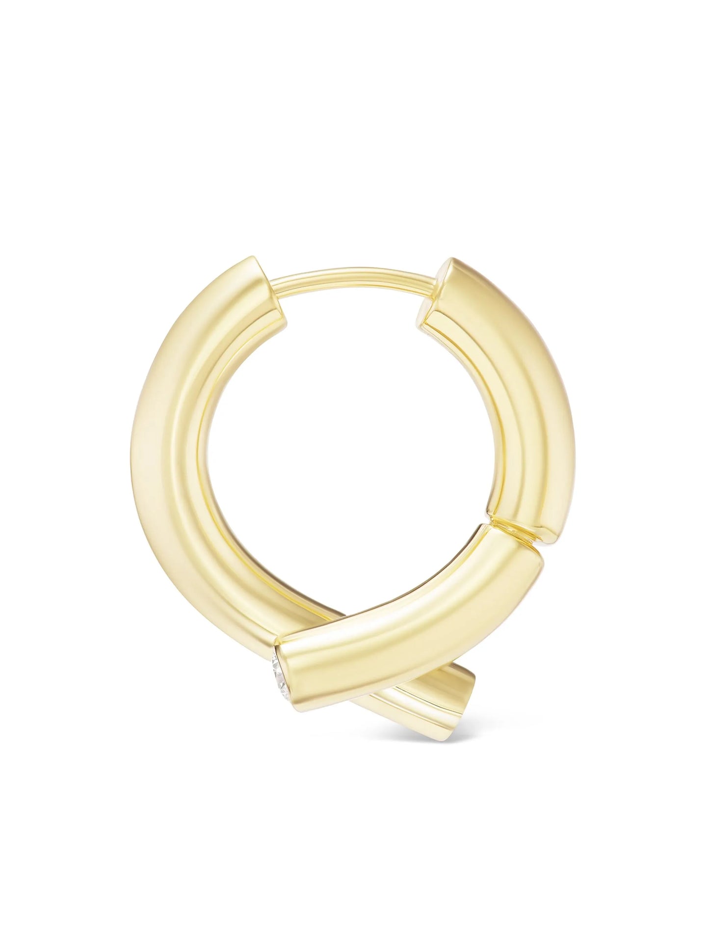 18kt yellow gold mini Oera diamond hoop earrings
