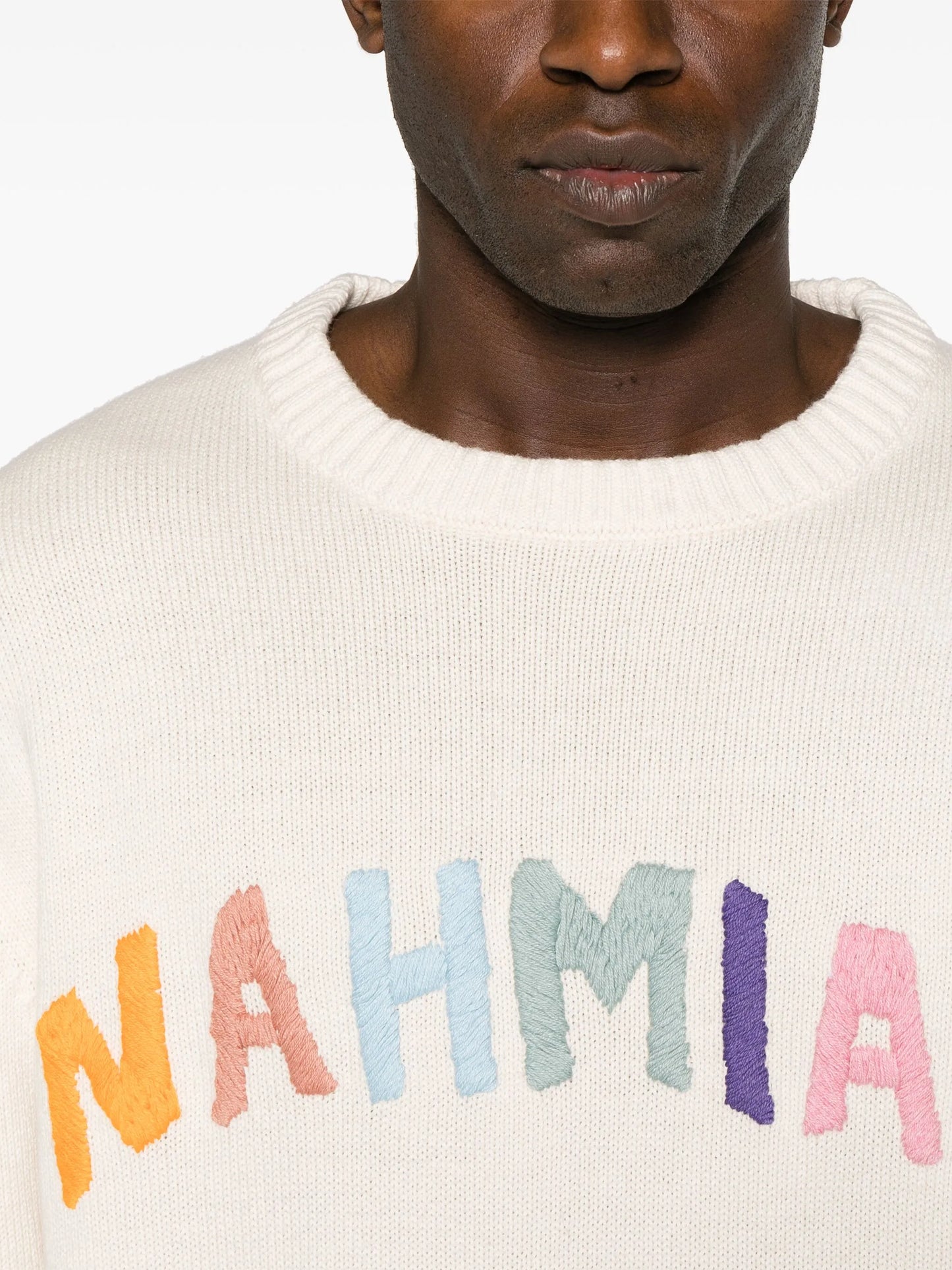 Rainbow logo-intarsia jumper