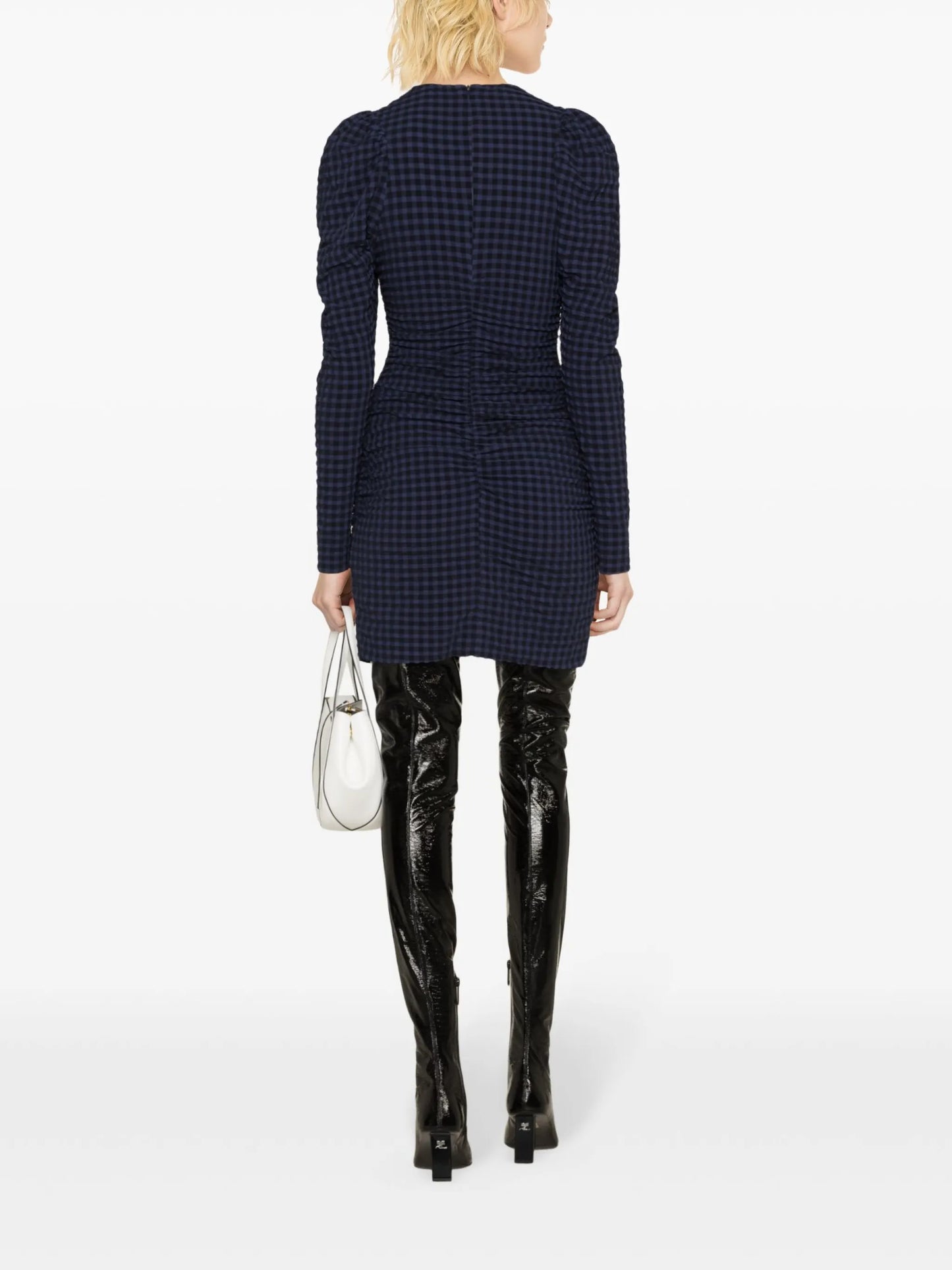 checkered seersucker mini dress