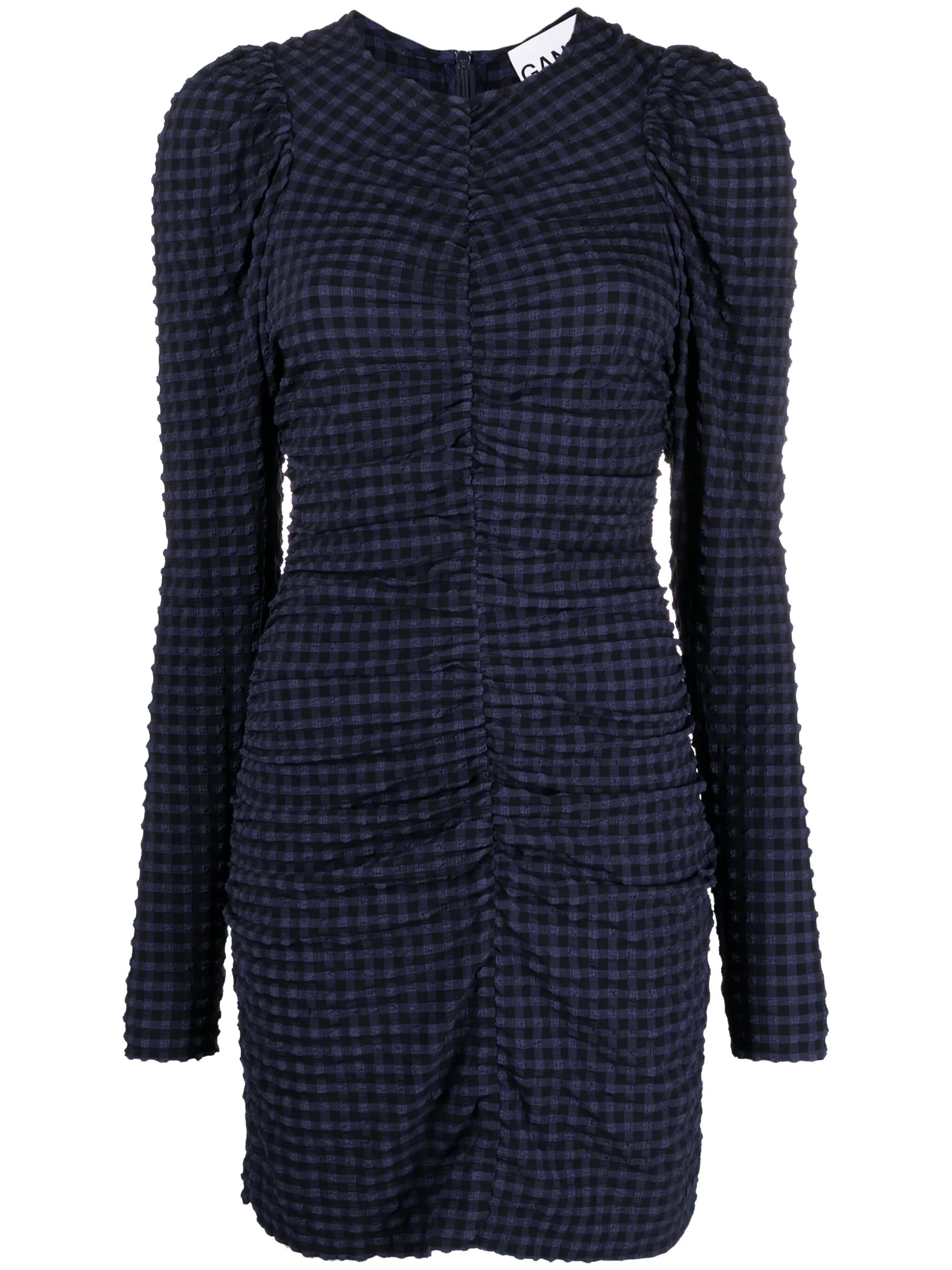 checkered seersucker mini dress