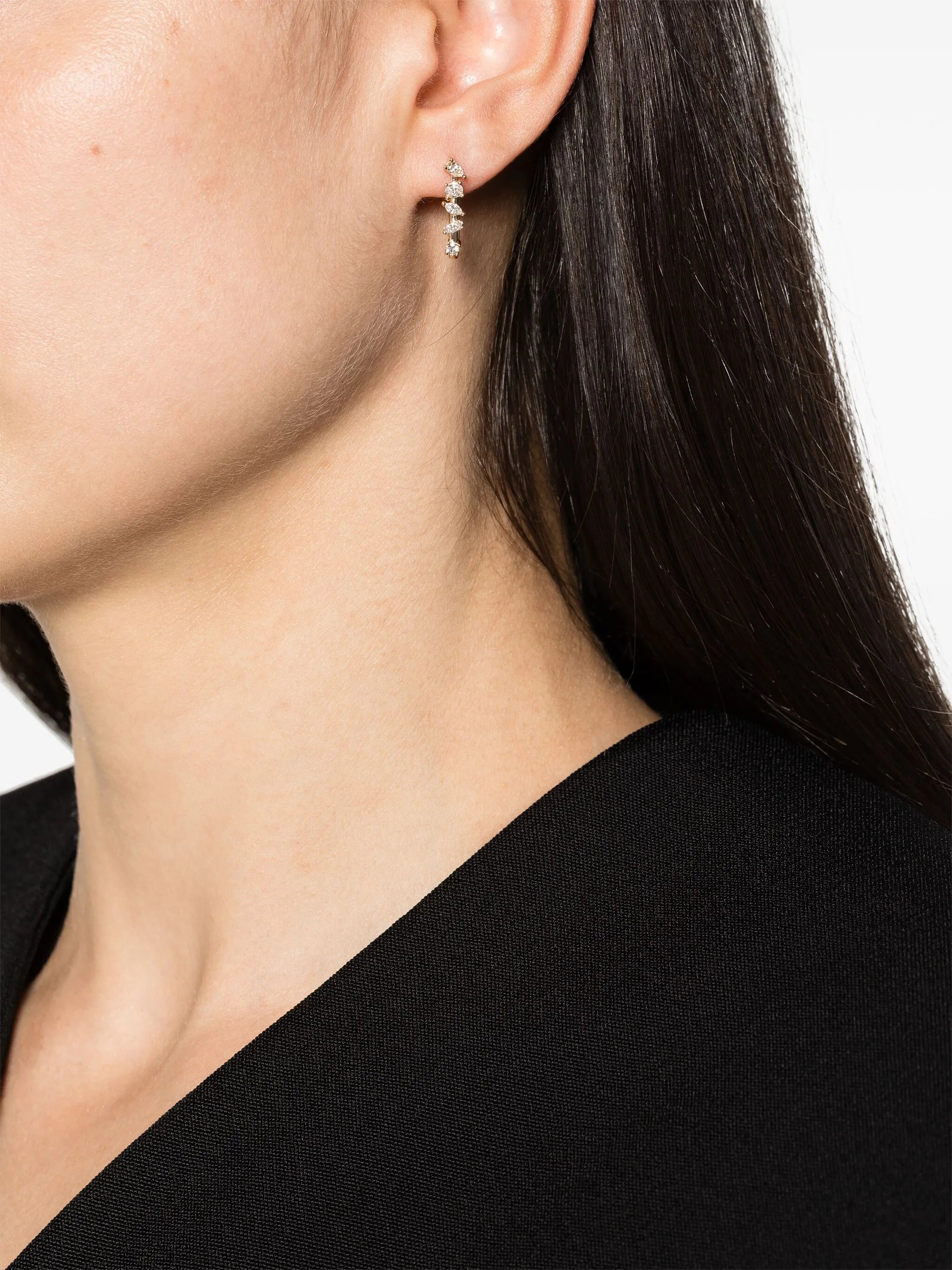 14kt yellow gold Alexa Jordyn diamond hoop earrings