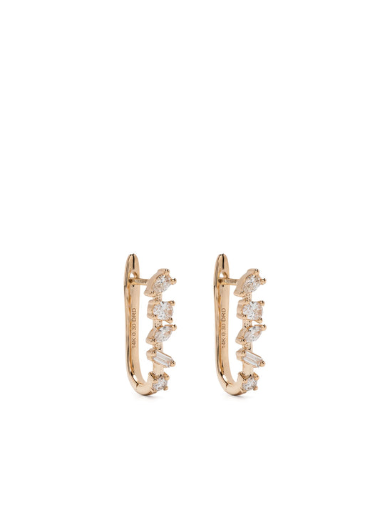 14kt yellow gold Alexa Jordyn diamond hoop earrings