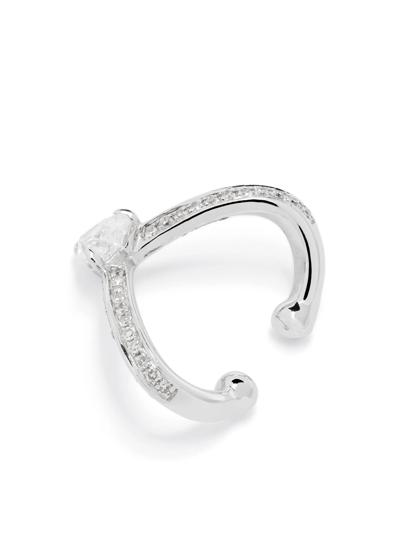 18kt white gold Heart Chevron diamond ear cuff