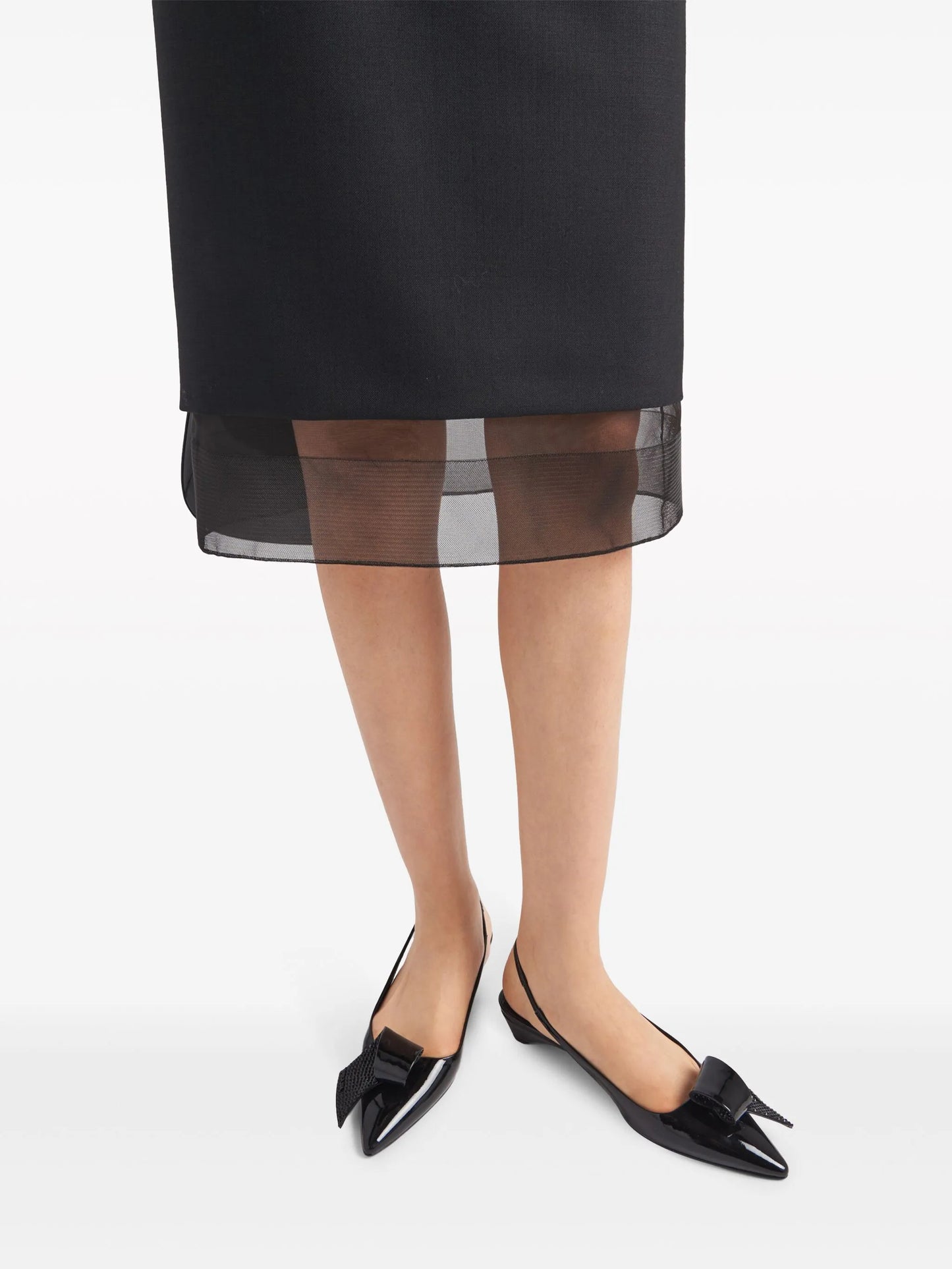 triangle-logo layered wool skirt