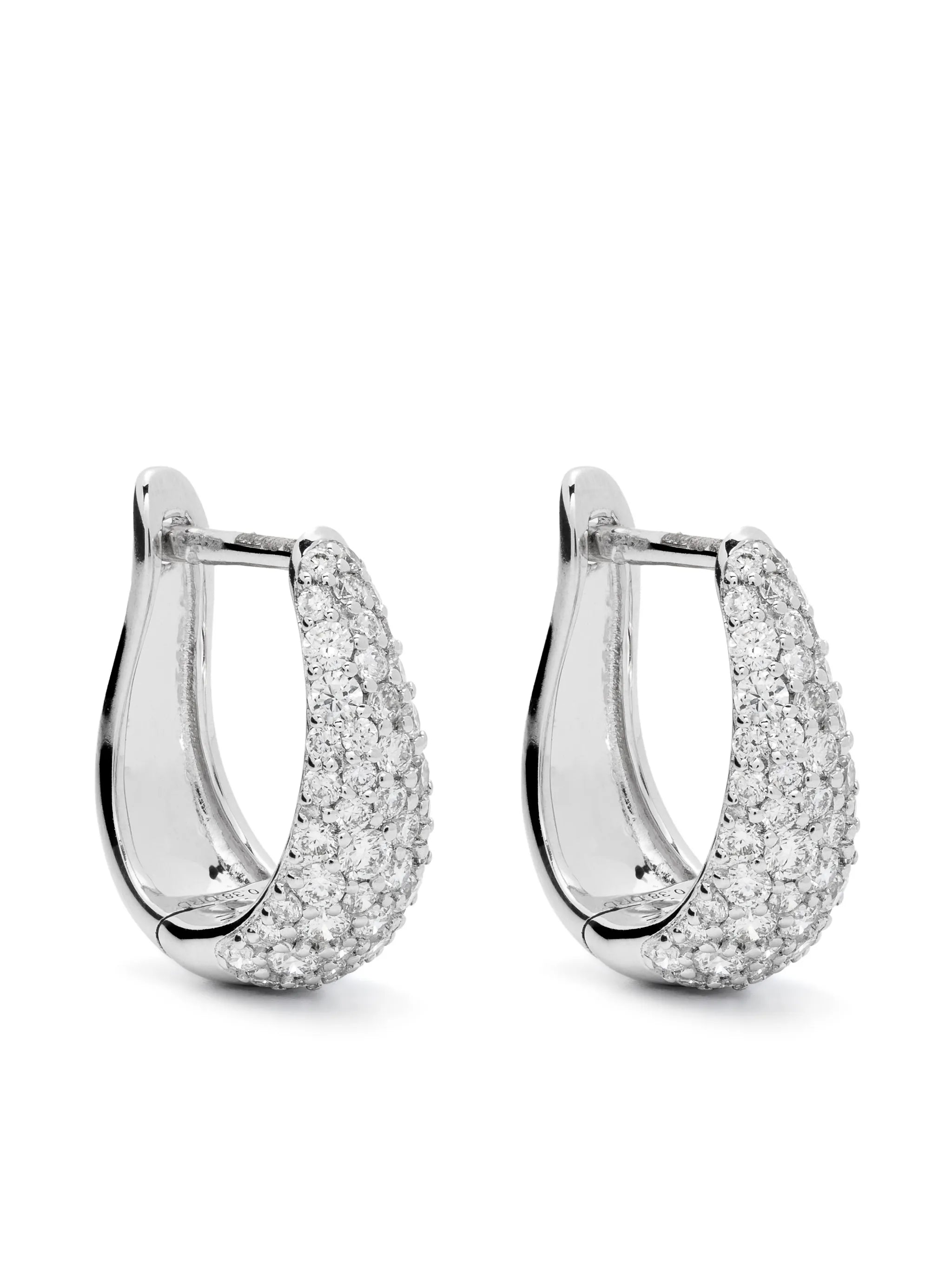 14kt white gold large DRD Tapered diamond hoop earrings