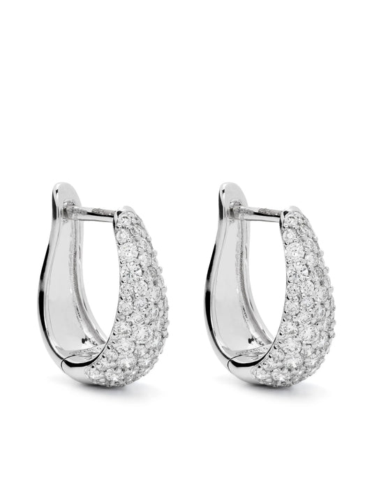 14kt white gold large DRD Tapered diamond hoop earrings