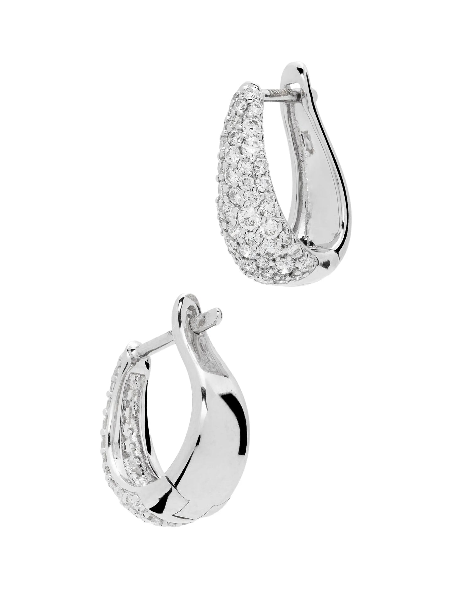 14kt white gold large DRD Tapered diamond hoop earrings